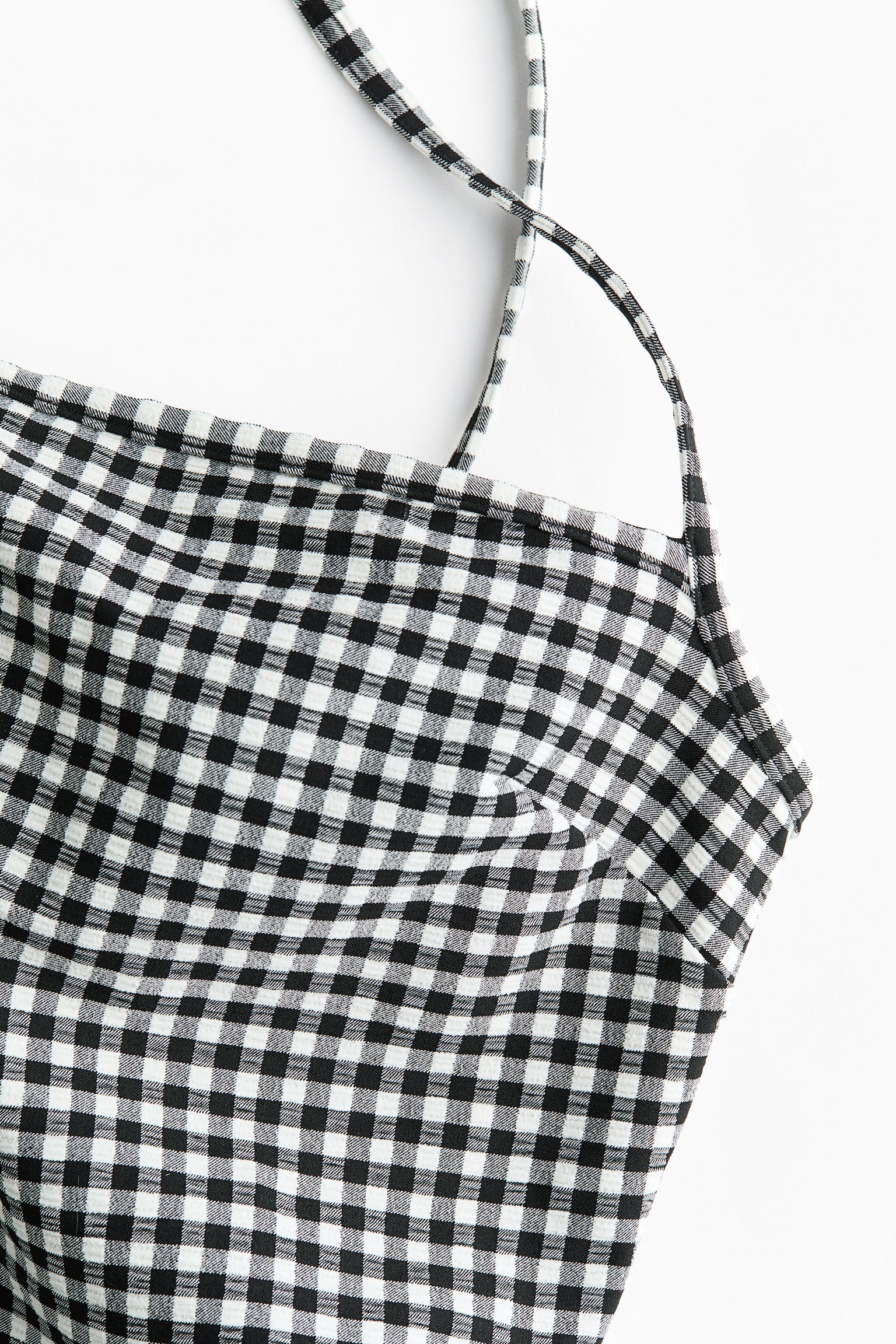 Padded-cup High Leg swimsuit-Black/Gingham check - 5