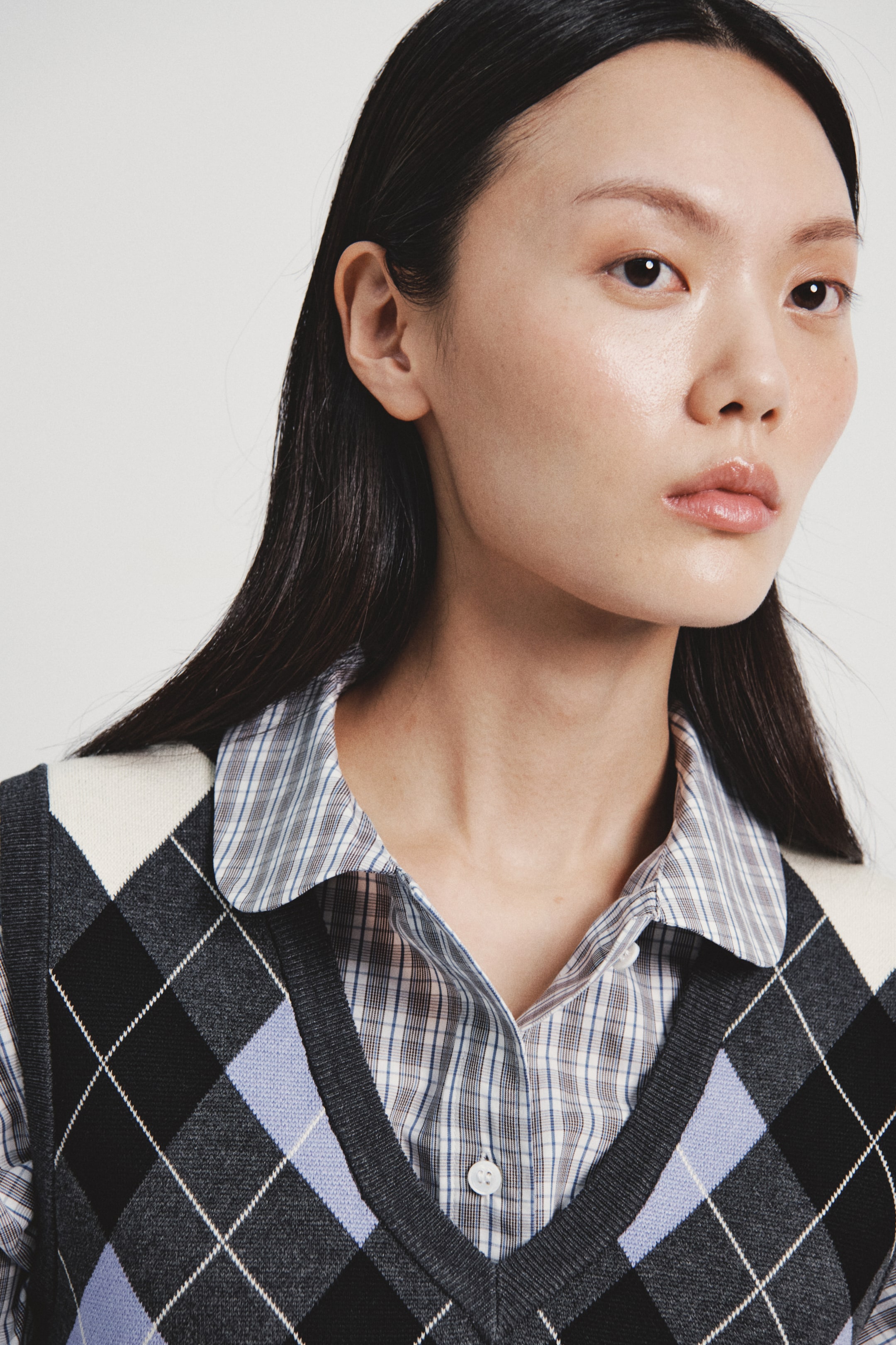 Xem ảnh lớn hơn: Áo gi-lê chui đầu dệt kim hoa văn - Xám đậm đốm/Hoạ tiết quả trám - Ladies | H&M VN 3