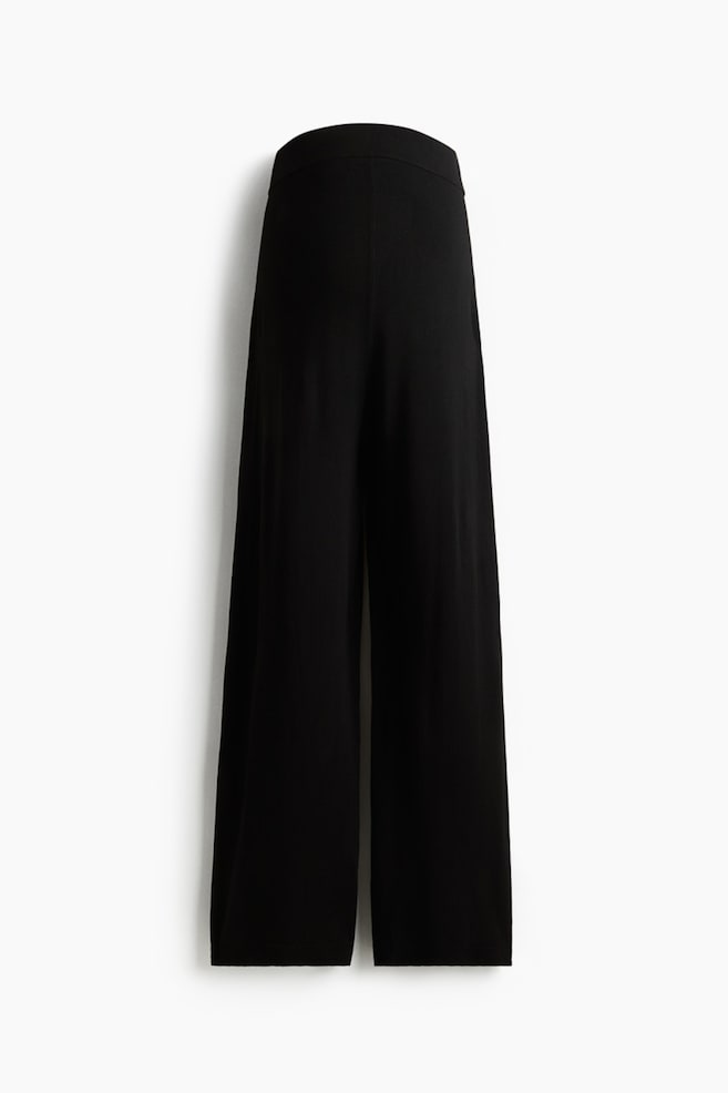 MAMA Strikket bukse - Sort/Mørk brun/Beige/Lys beigemelert - 1