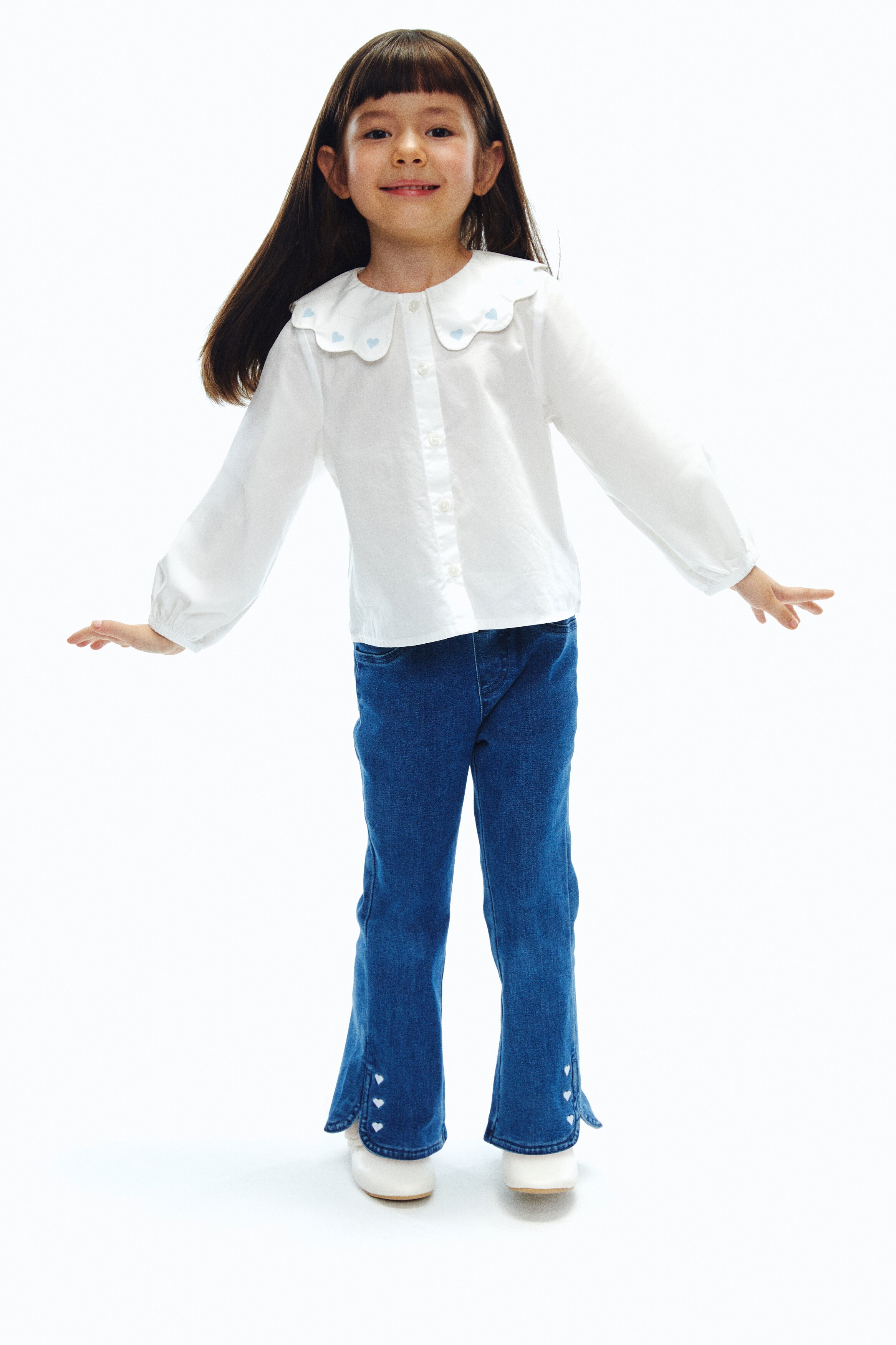 刺繍ディテール デニムジェギンズ - デニムブルー／ハート