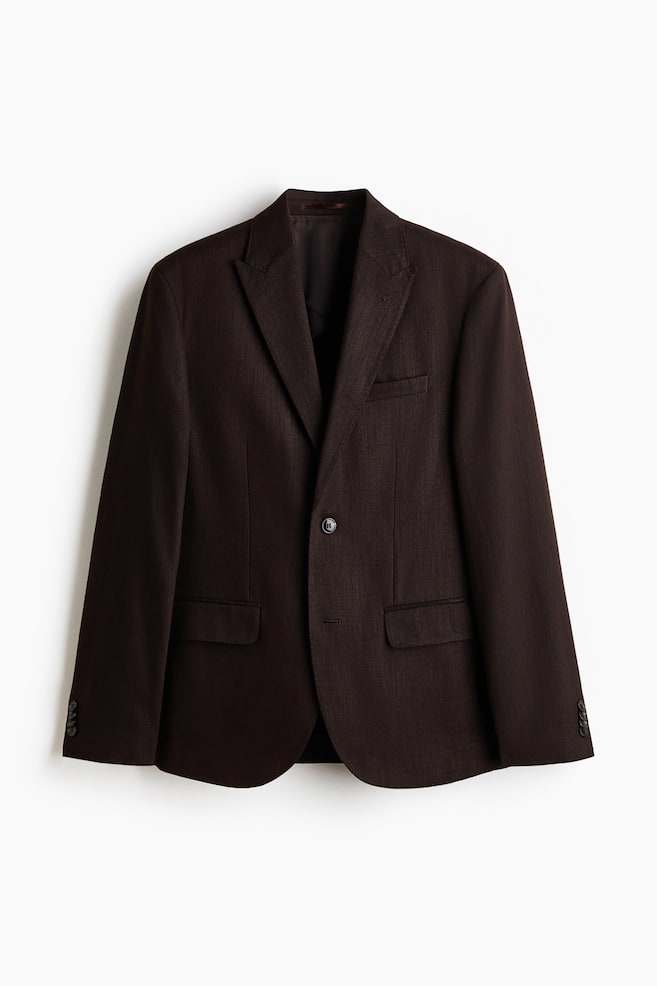 Regular-Fit Linen-Blend Jacket - Dark brown/Light beige - 1
