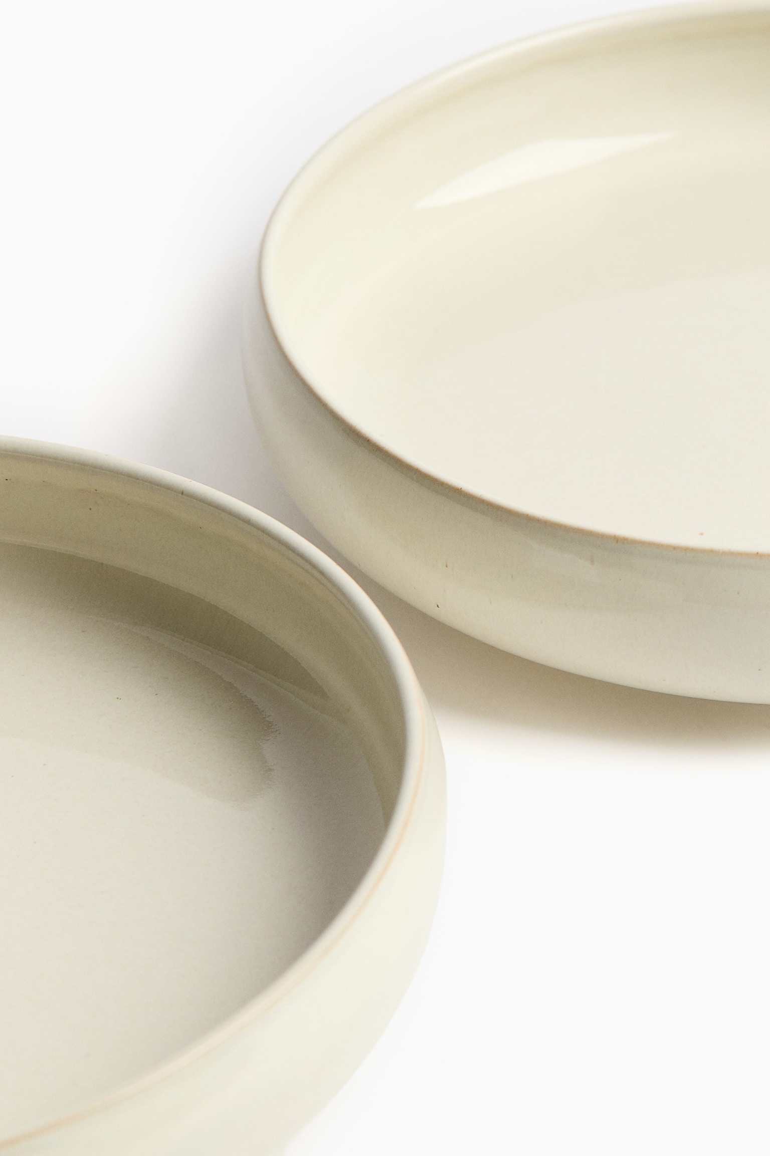Lot de 2 assiettes creuses avec glaçure réactive - Beige clair/Vert - 4