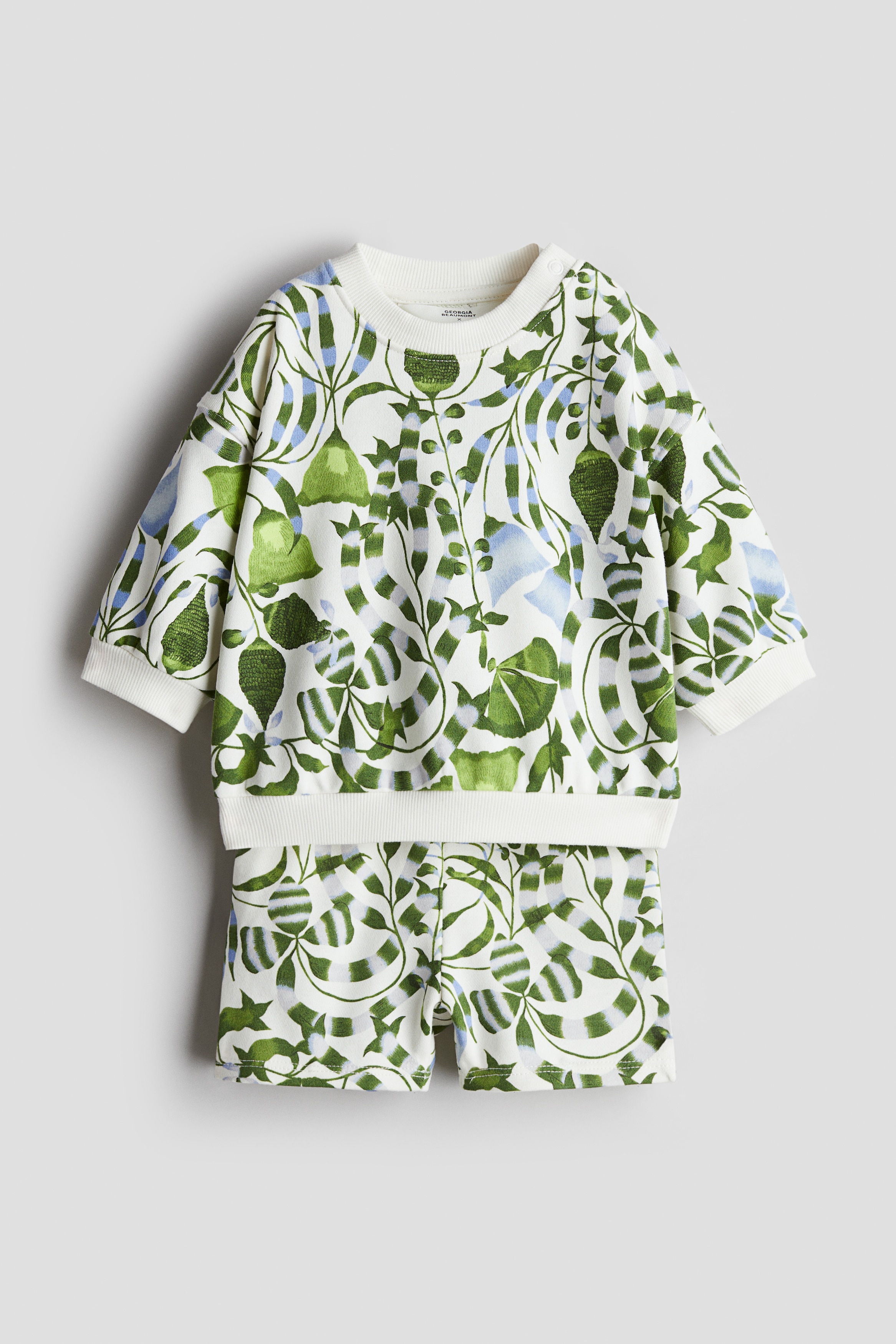Ensemble 2 pièces imprimé avec sweat et short - Vert/fleuri