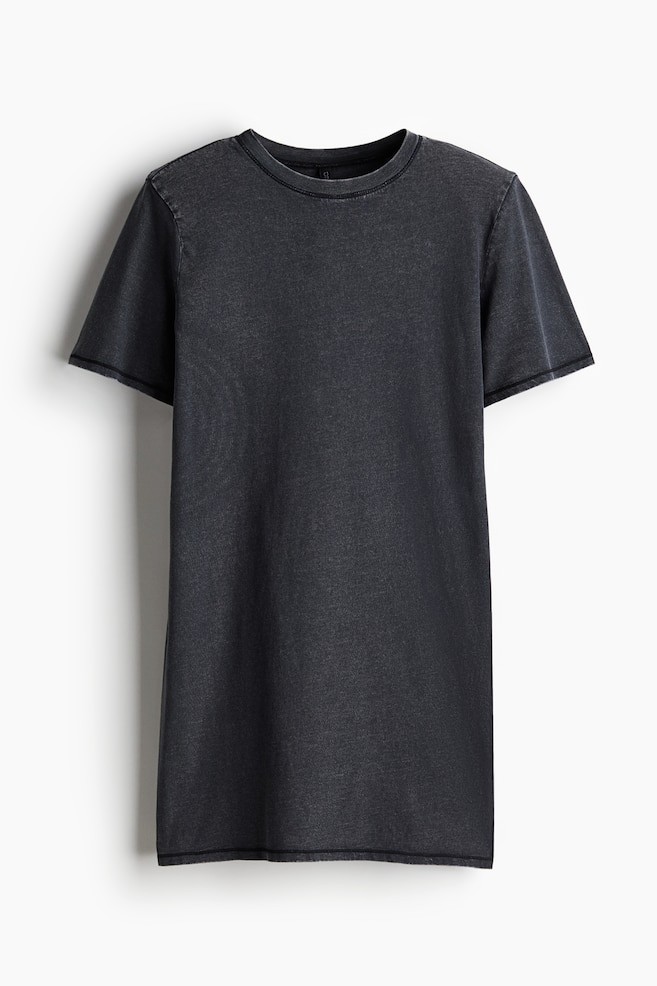 Shoulder-pad T-shirt dress - Black - 1