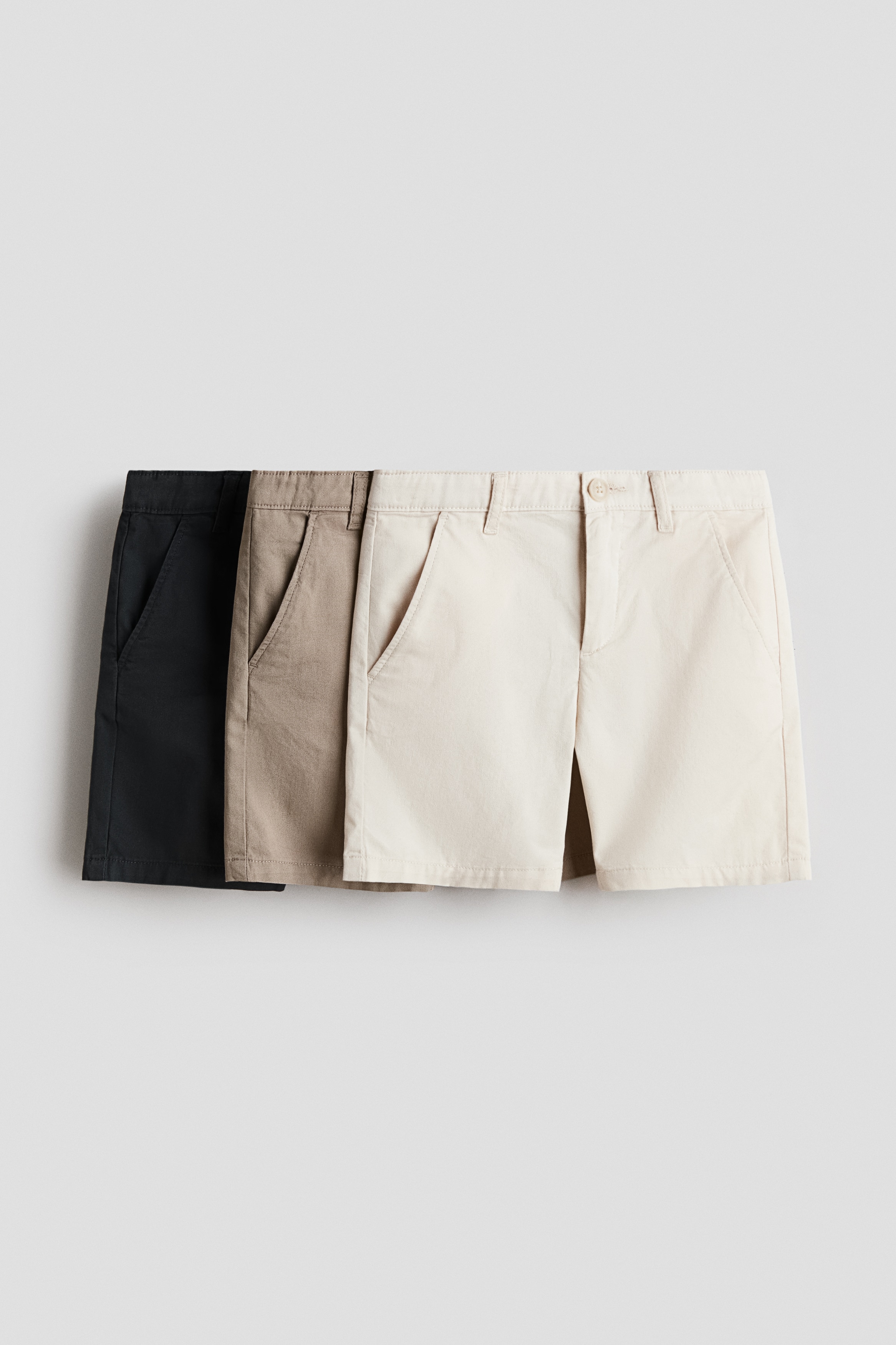 Beige/dark gray 3-Pack Cotton Chino Shorts for kids