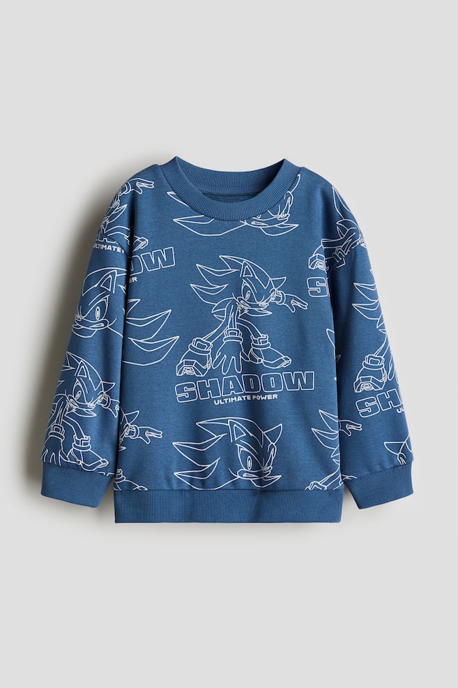 Bedrucktes Sweatshirt - Mattblau/Sonic the Hedgehog/Cremefarben/Micky Maus/Hellblau/Bluey/Dunkelgrau/Spider-Man/Grey marl/Batman - 1