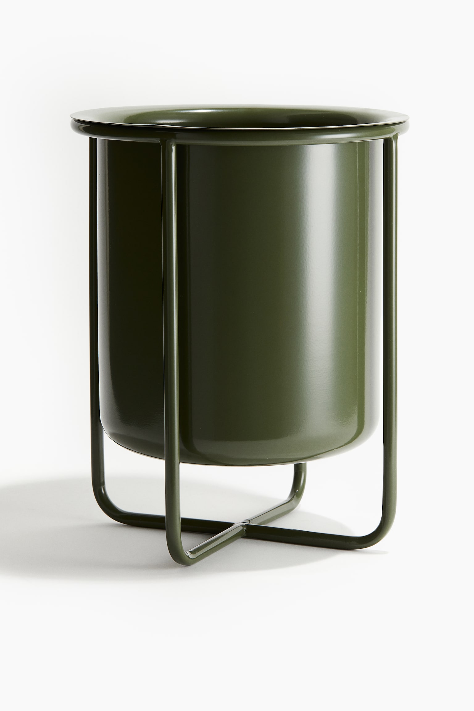 Large metal plant pot on a stand - Dark olive green - 1