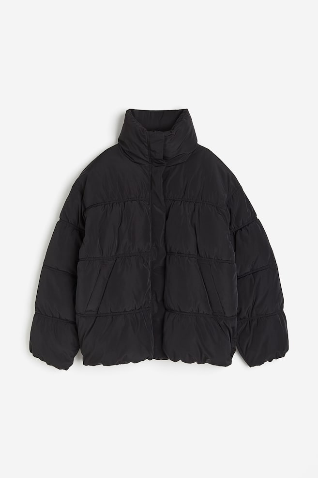 Quilted puffer jacket - Black/Light beige - 2