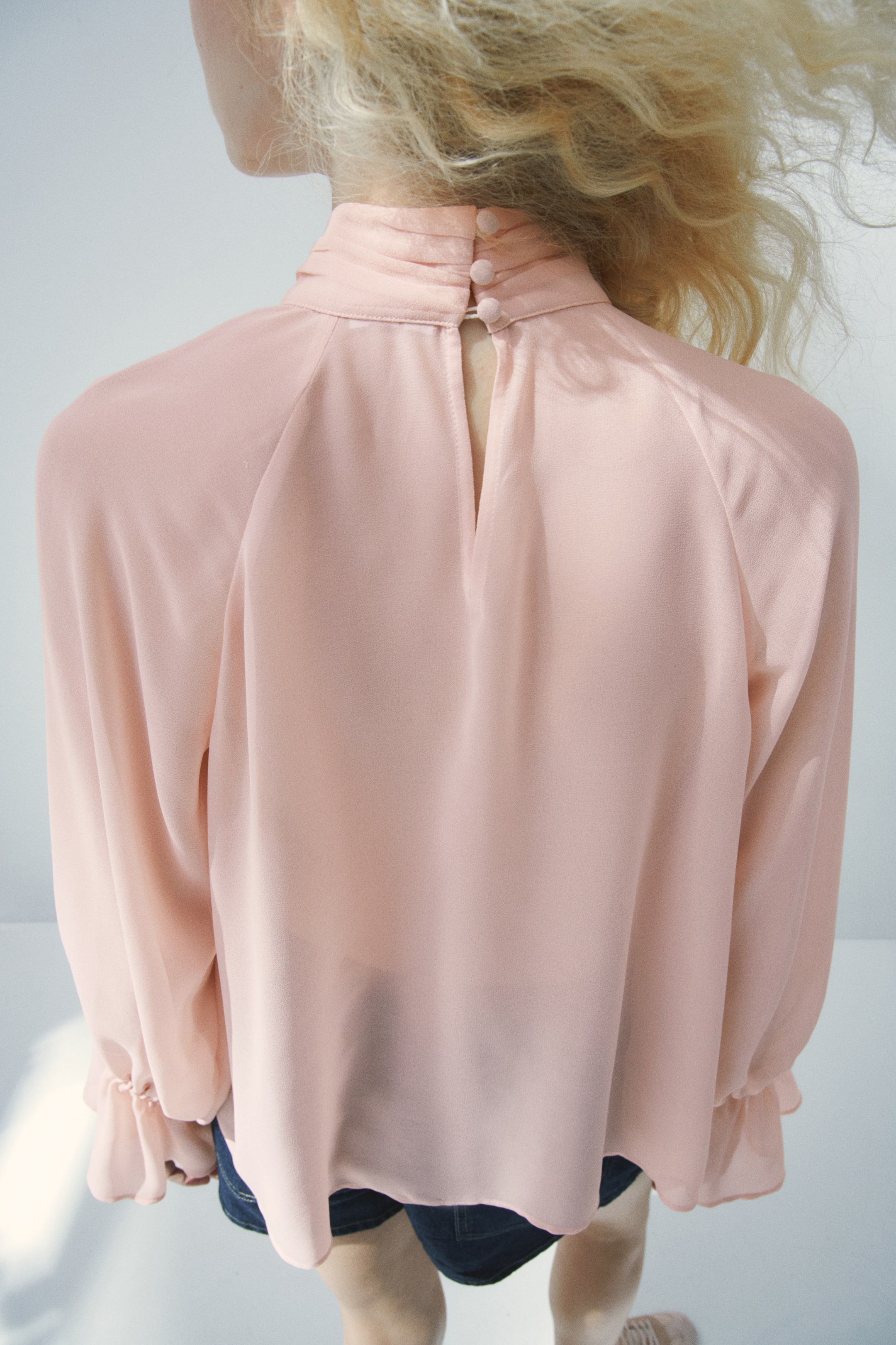Flounced Cape-Detail Blouse