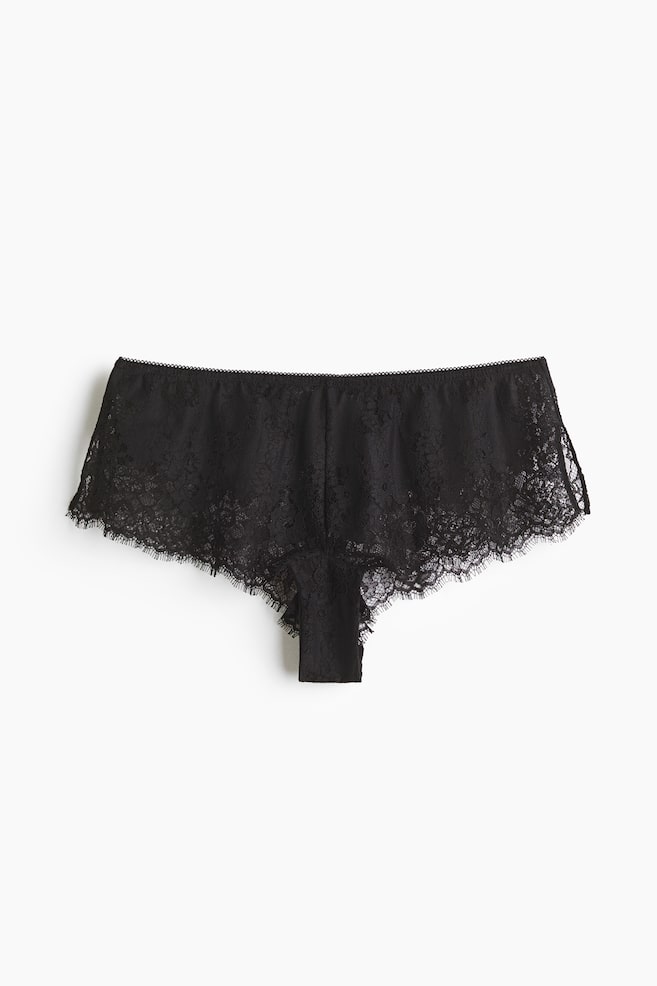 Lace shortie briefs - Black/Dark dusty pink - 1