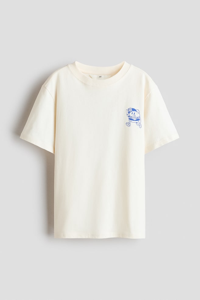 Printed cotton T-shirt - Cream/Burger/Light turquoise/Stay Chill/Ivory/Skater Snacks/Ivory/Racing Team/Pale pink/Forever in Control/Light grey marl/Skate Crew - 1