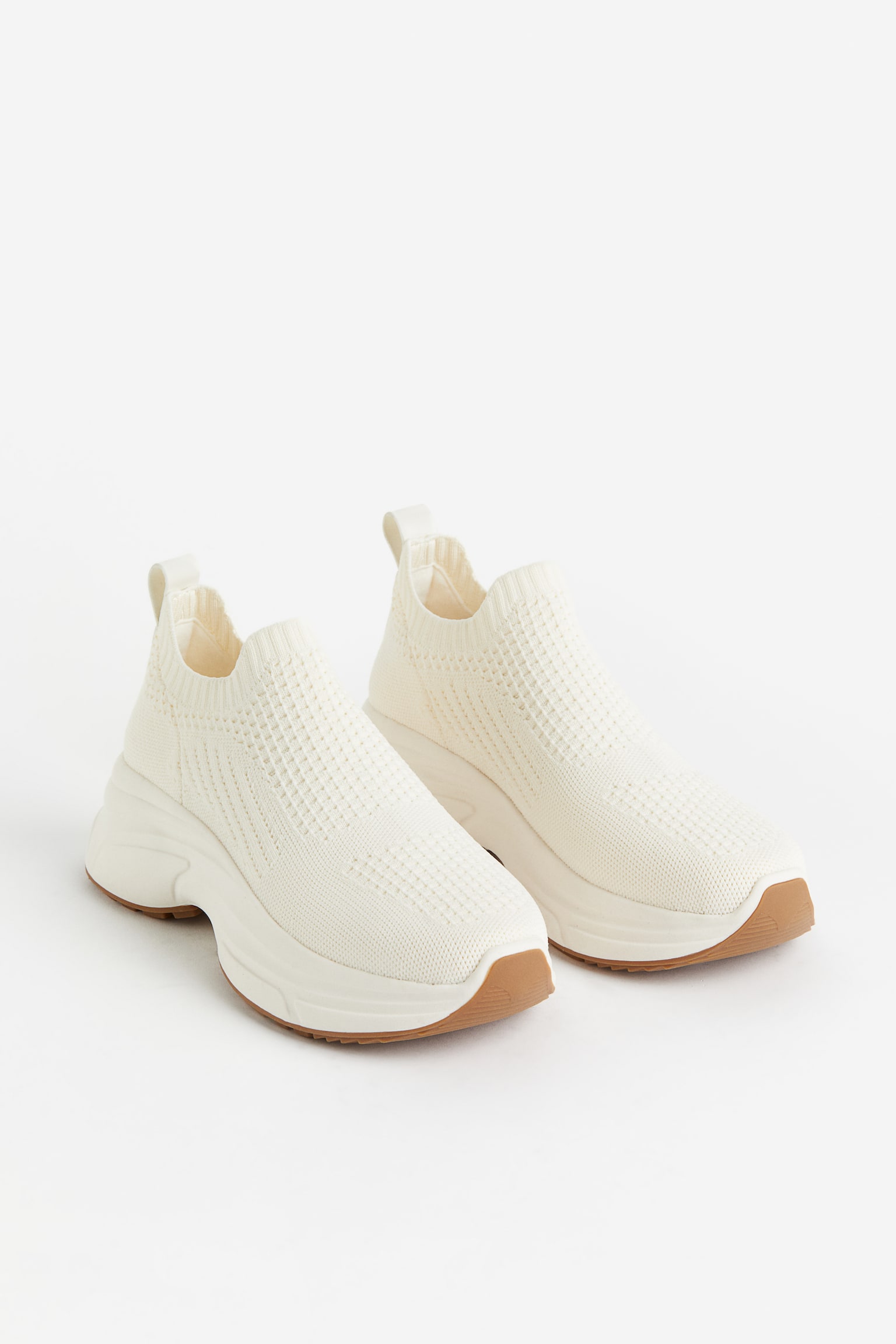 Fully Fashioned Sock Sneakers - Cream/Beige - 5