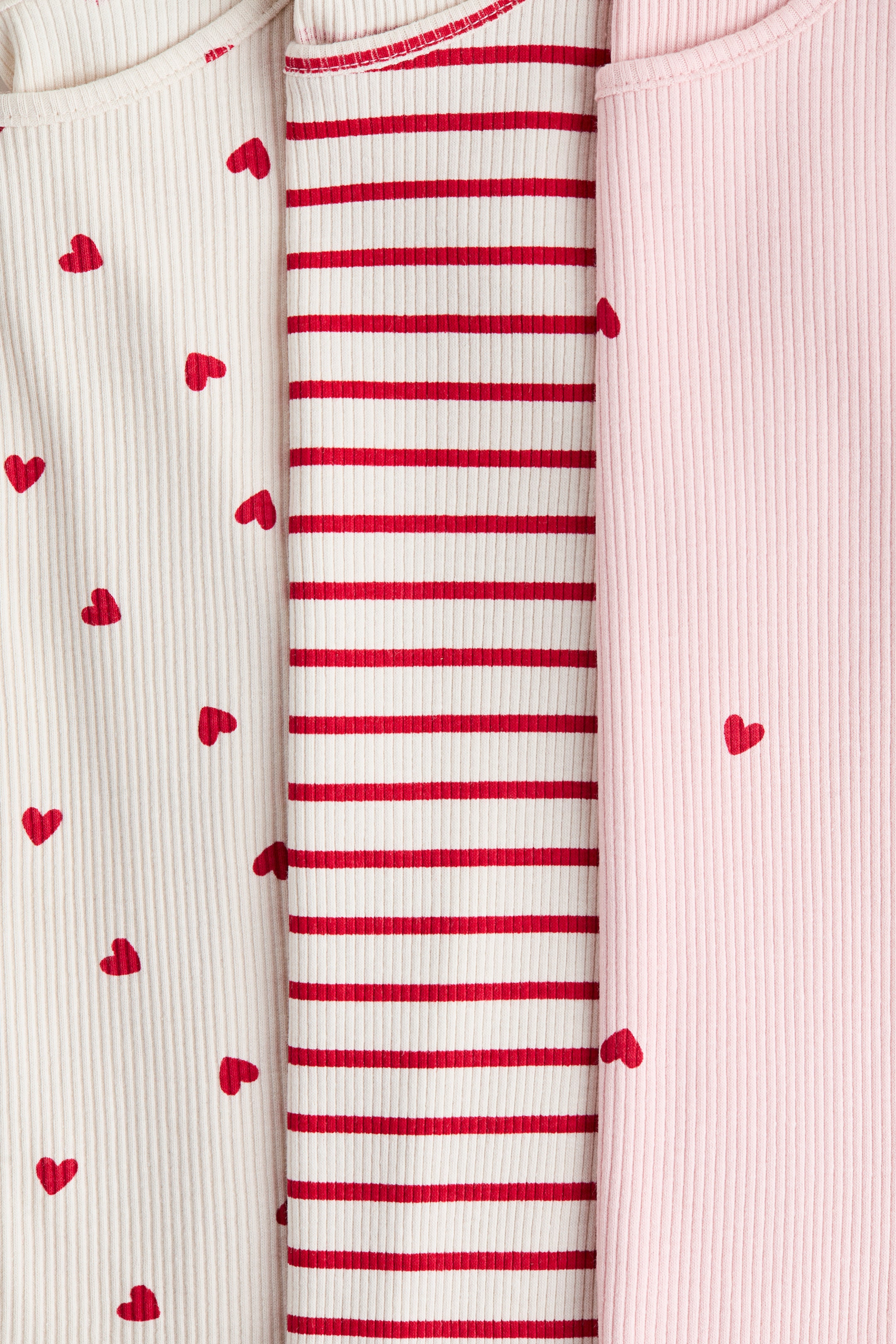 拡大画像を表示: リブジャージートップス 3枚セット - ライトベージュ／ハート - Kids | H&M JP 2