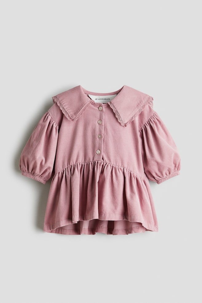 Cotton Corduroy Dress - Dusty pink/Light purple - 1