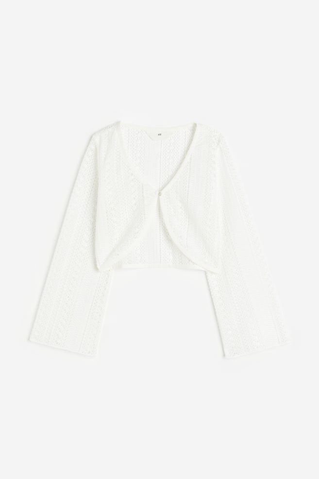 Crochet-look cardigan - White/Black - 1