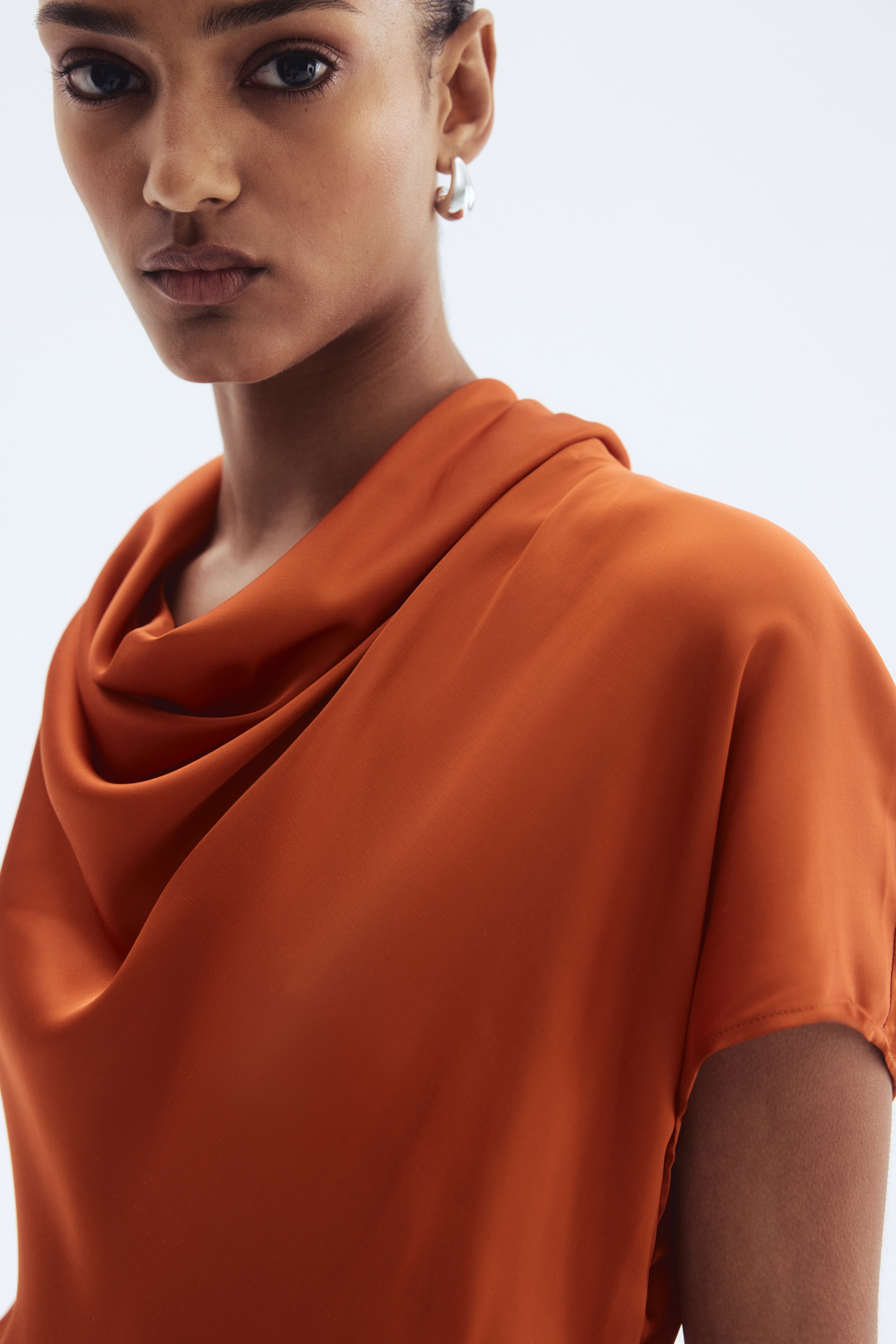 h&m orange satin dress H&M Sales