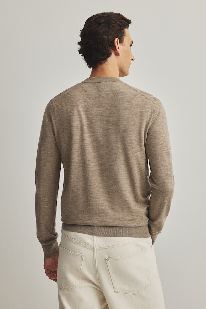 Regular-Fit Merino Wool Sweater - Beige/Dark blue/Black - 6