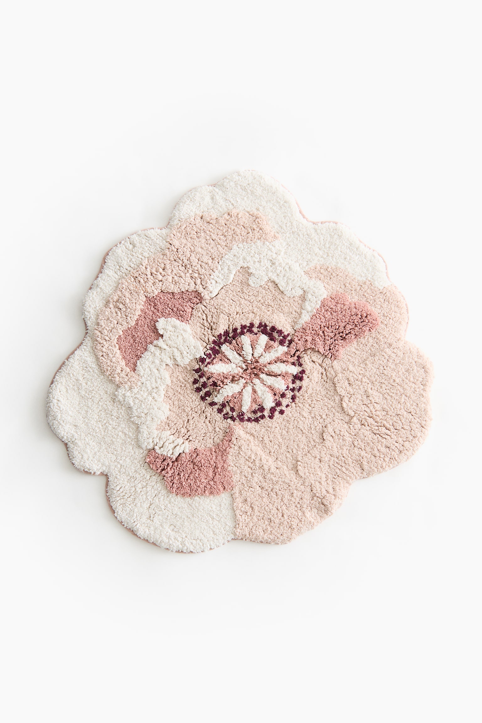 Tufted flower-shaped bath mat - Powder pink/Flower/Light beige/Flower