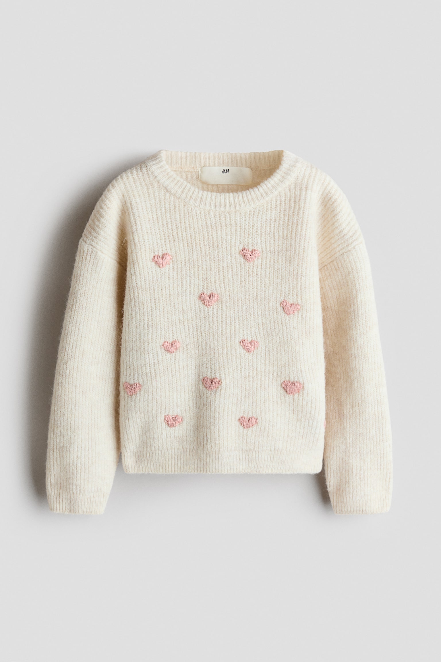 Appliquéd jumper - Light beige/Light pink