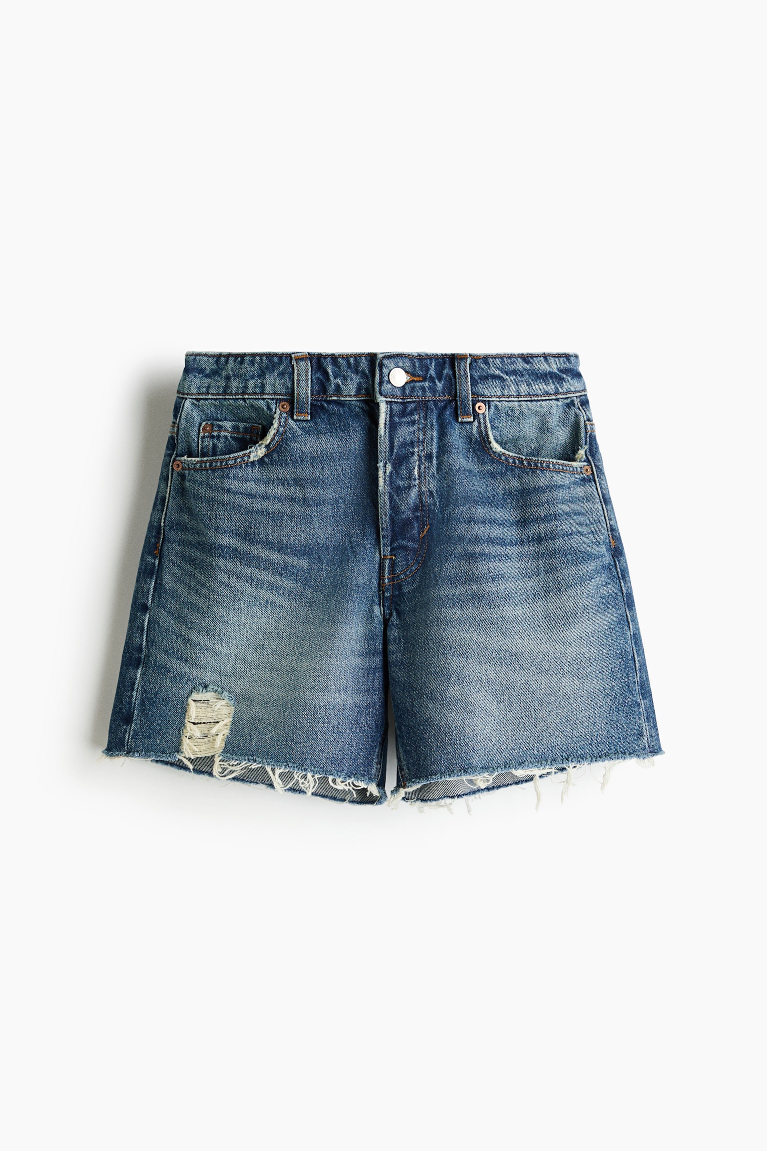 Džínové šortky s nezačištěnými lemy - Denim blue - 1
