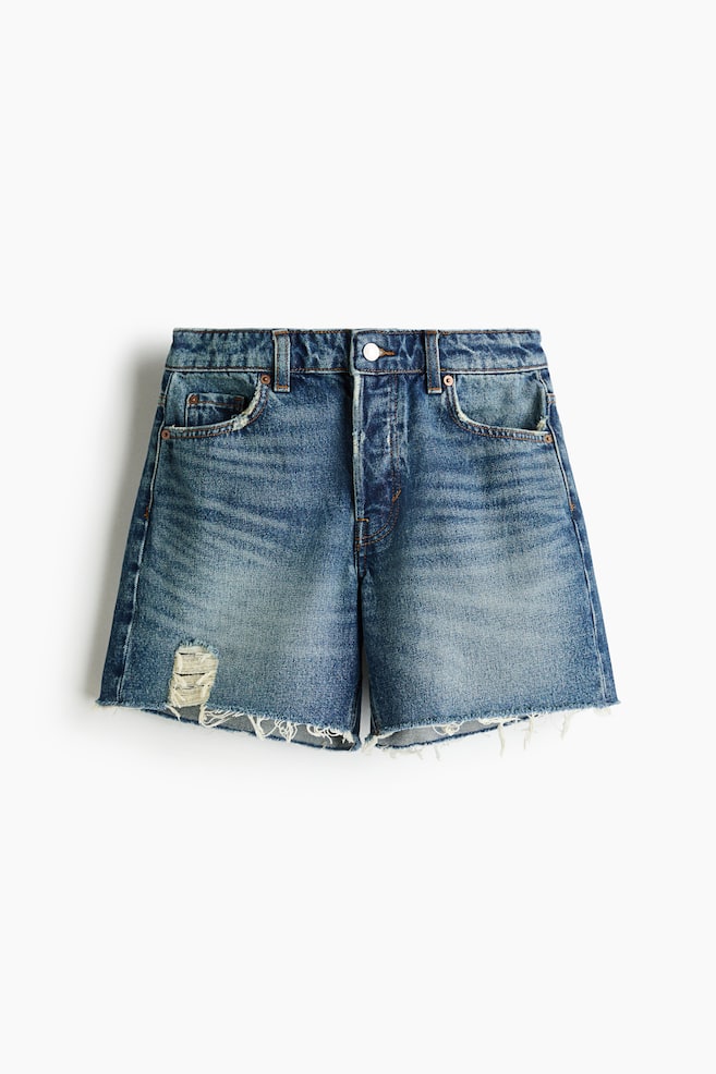 Raw-edge denim shorts - Denim blue - 1