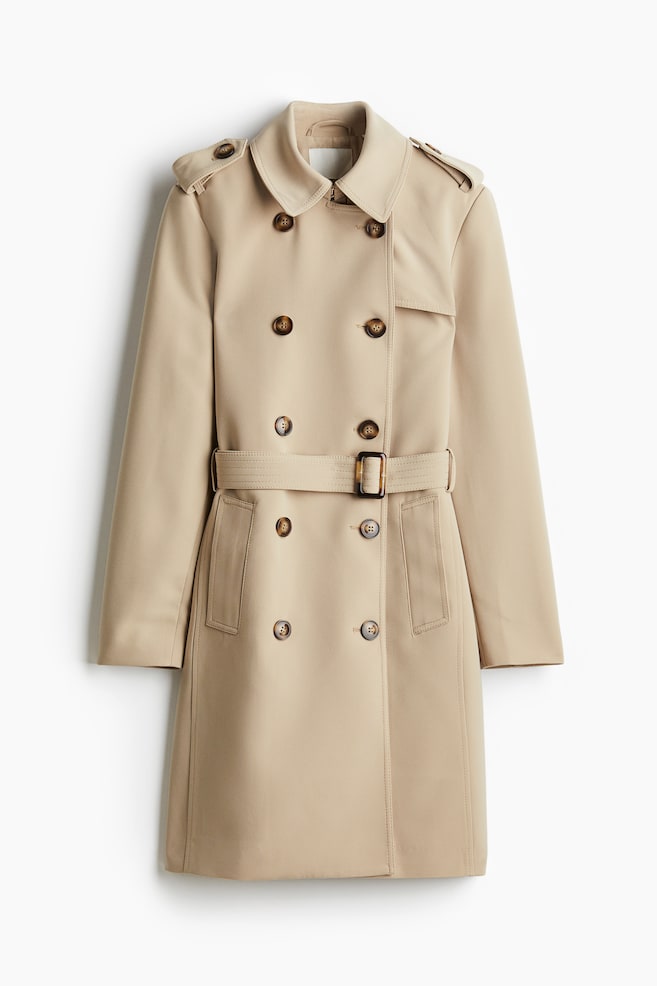 Gabardina de doble botonadura - Beige - 1