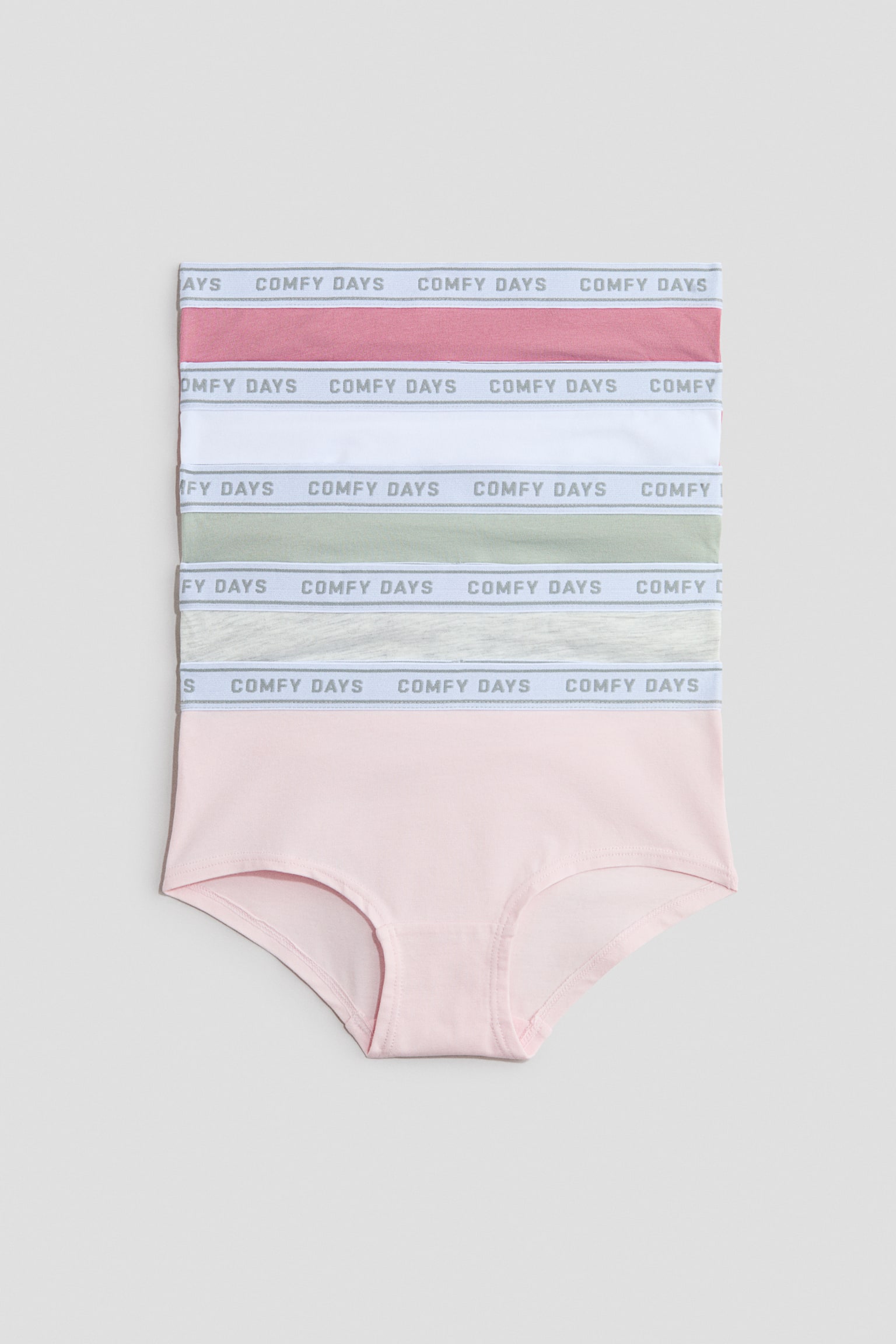 5-pack cotton hipster briefs - Powder pink/Sage green/Pink/Black/White/White/Light beige marl