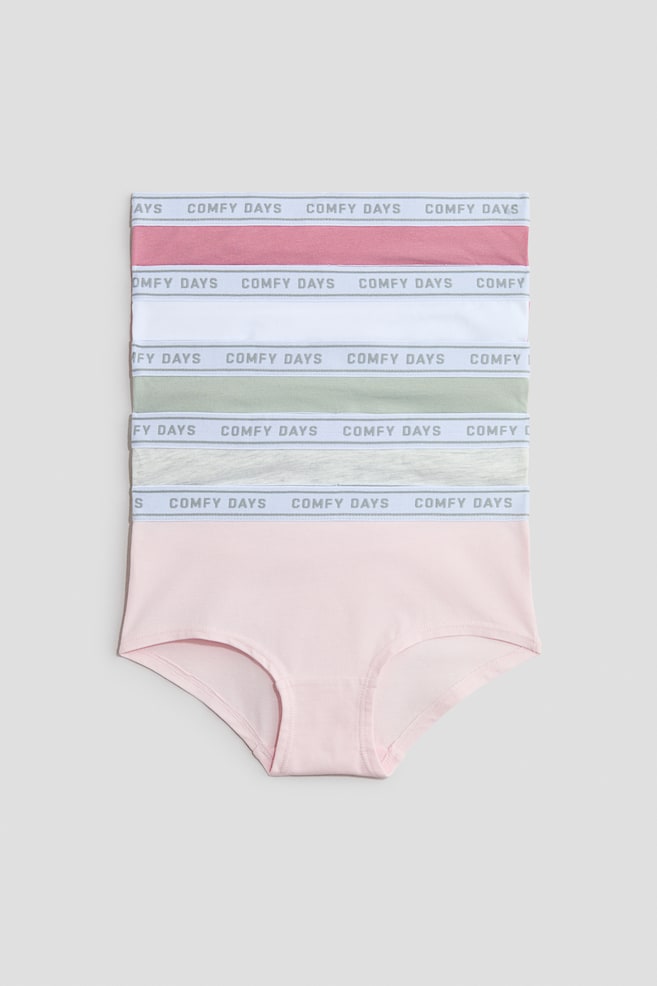 Pack de 5 bragas hipster de algodón - Rosa empolvado/Verde/Rosa/Negro/Blanco/Blanco/Beige claro jaspeado - 1