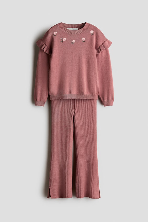 Детские топы H&M 2-Piece Embroidered-Detail Knit Set