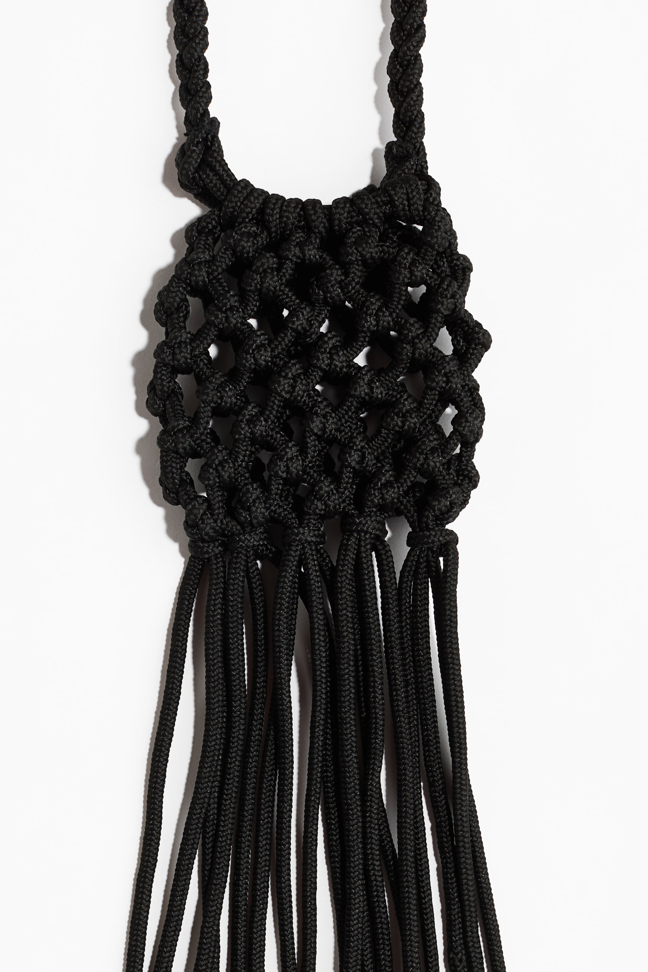 Net Crossbody Bag with Fringe