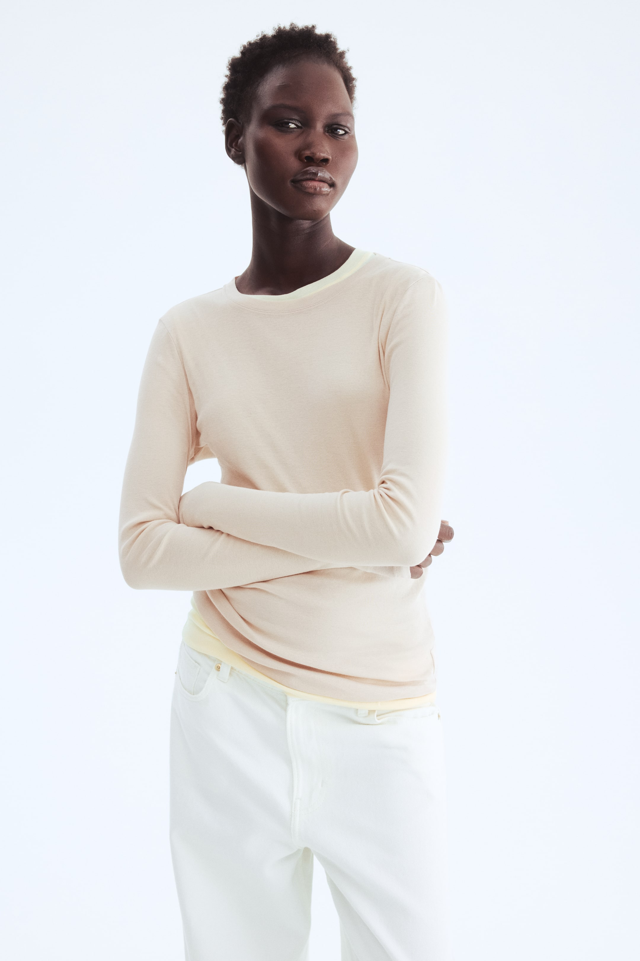 View larger image: Pima cotton jersey top - Light beige - Ladies | H&M 1