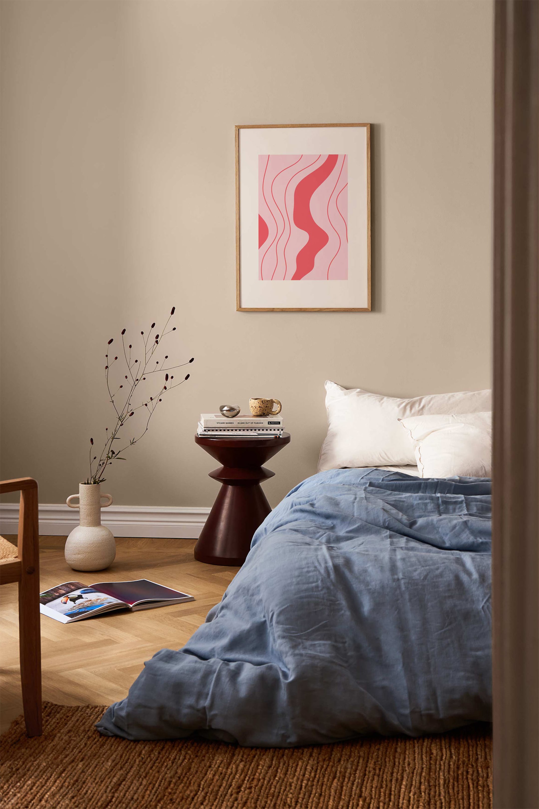 Visa större bild: Flowy Lines Poster - Rosa/röd - Postery - Home All | H&M SE 1