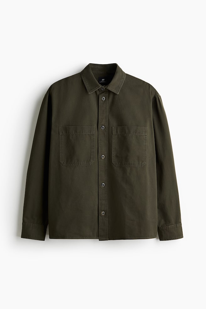 Relaxed Fit Twill Overshirt - Dark khaki green/Beige/Light blue/Pink - 1