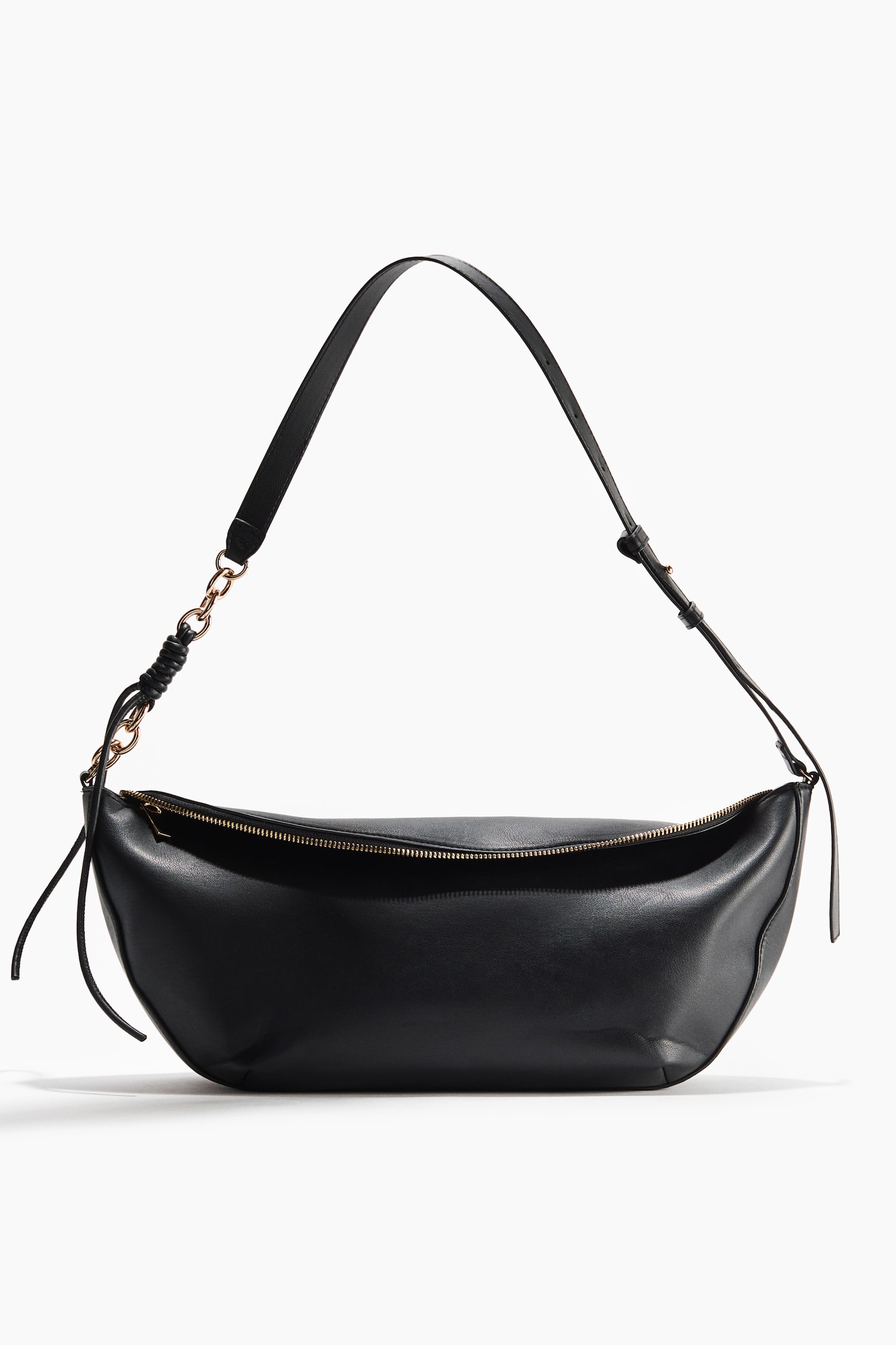 Zip-detail shoulder bag - Black/Dark beige