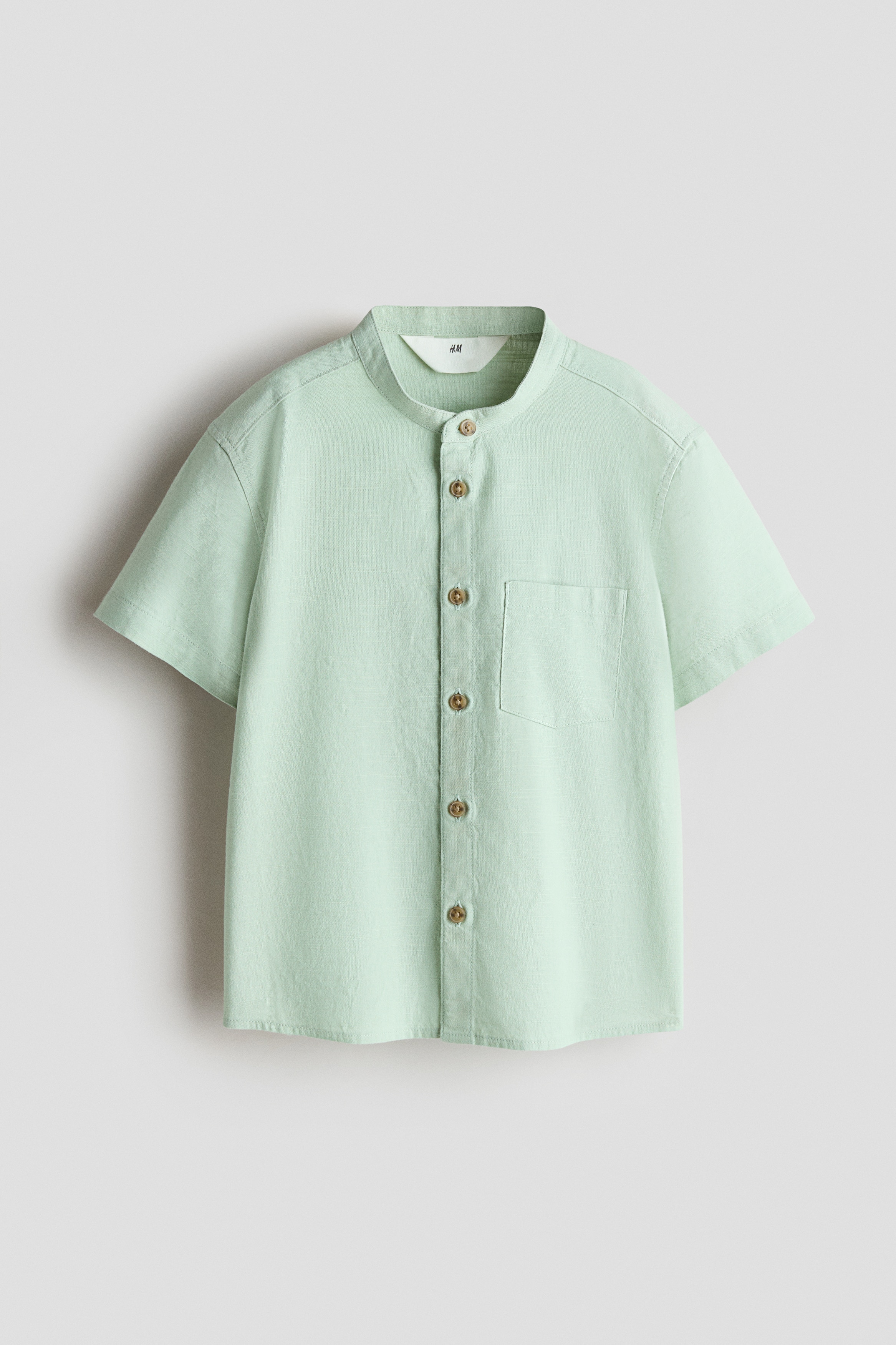 H BEAUTY&YOUTH【BAND COLLAR SHIRT】 Light green Band-Collar Shirt for kids | H&M US