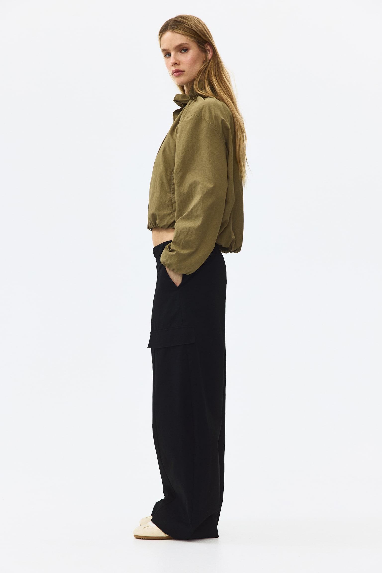 Женские брюки H&M Barrel-Leg Cargo, цвет: Чёрный — фото 5