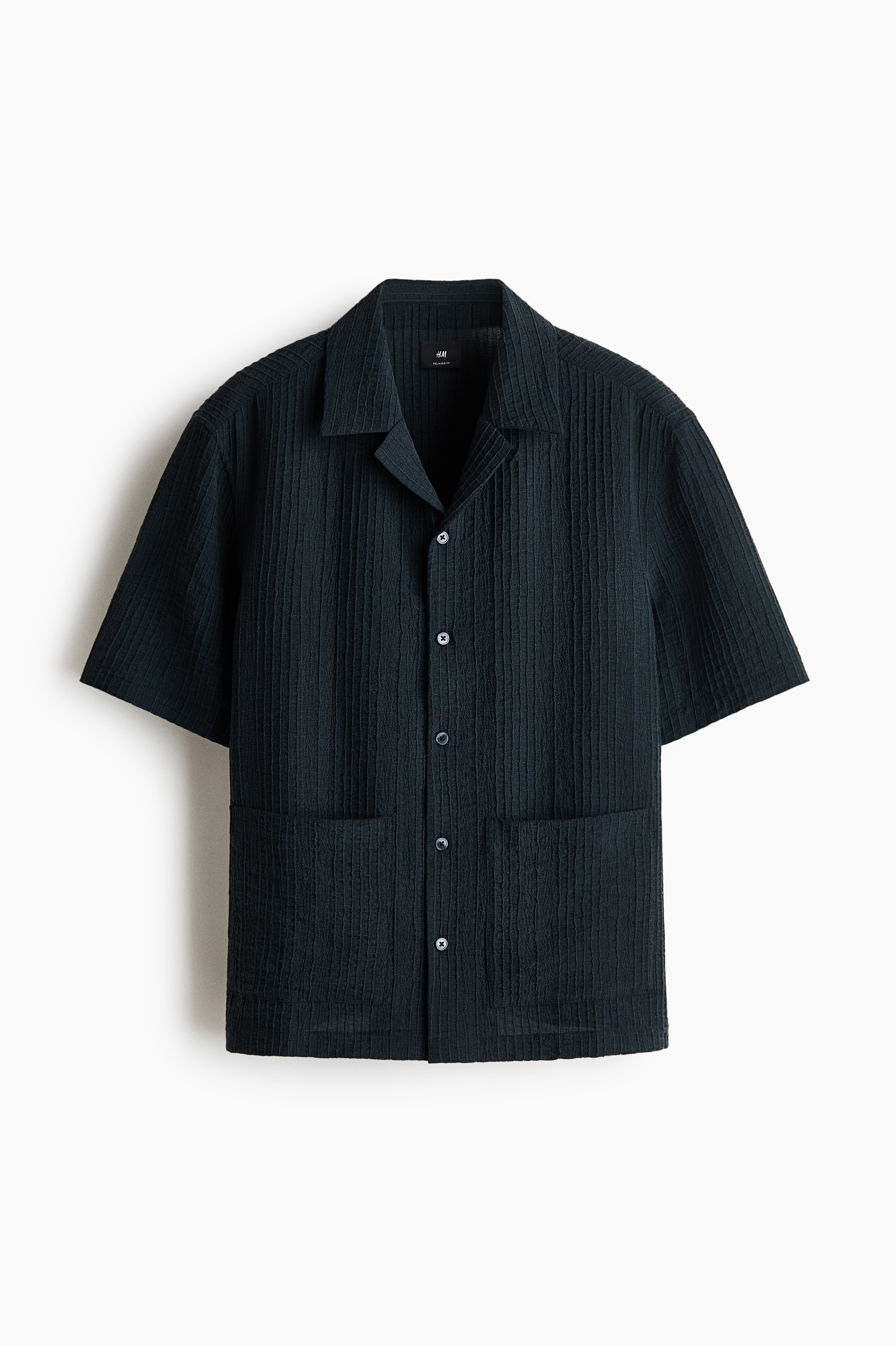 Skjorte med korte ærmer Relaxed Fit - Sort/Beige