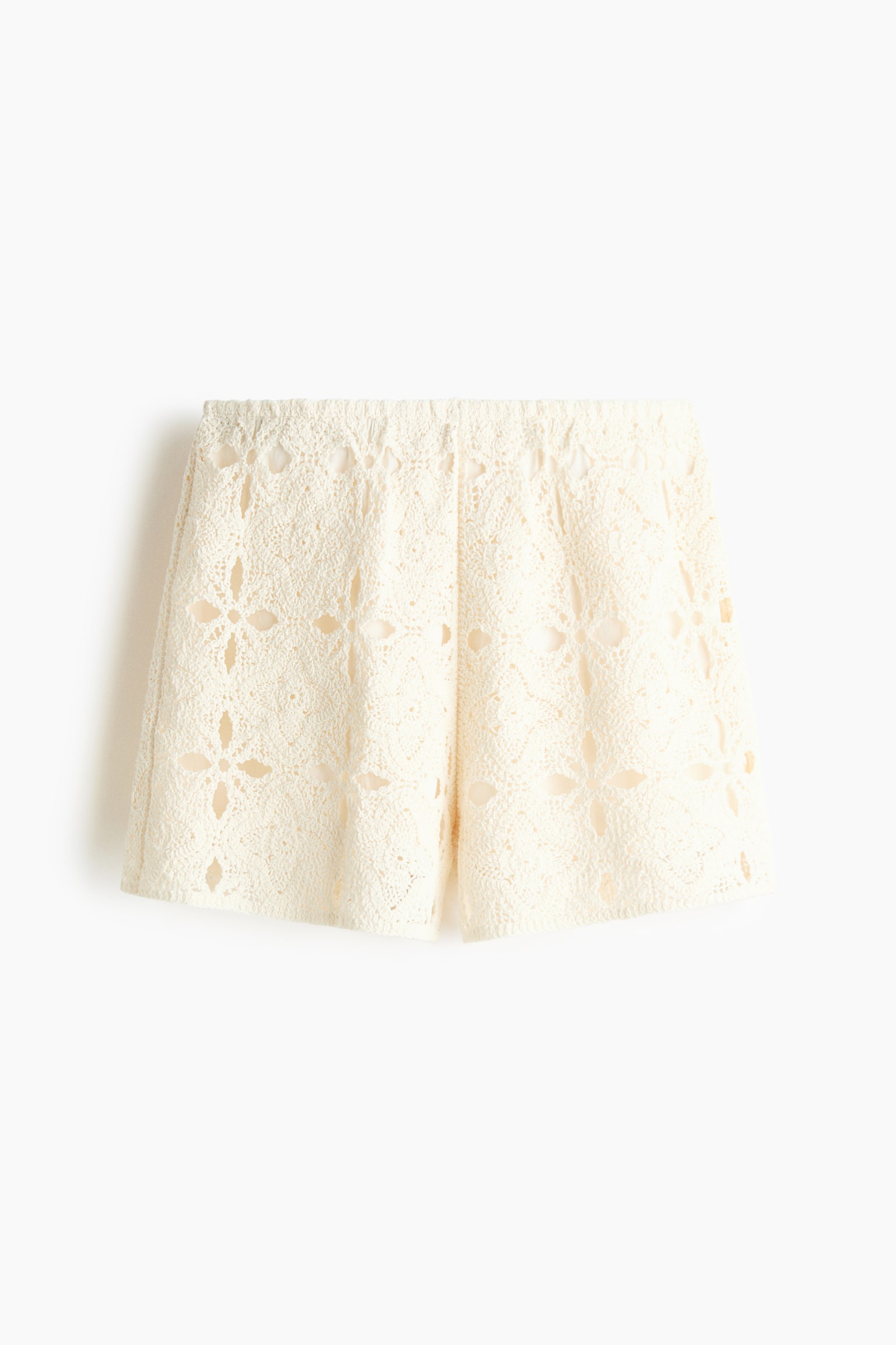 Crochet-look shorts-Cream - 2