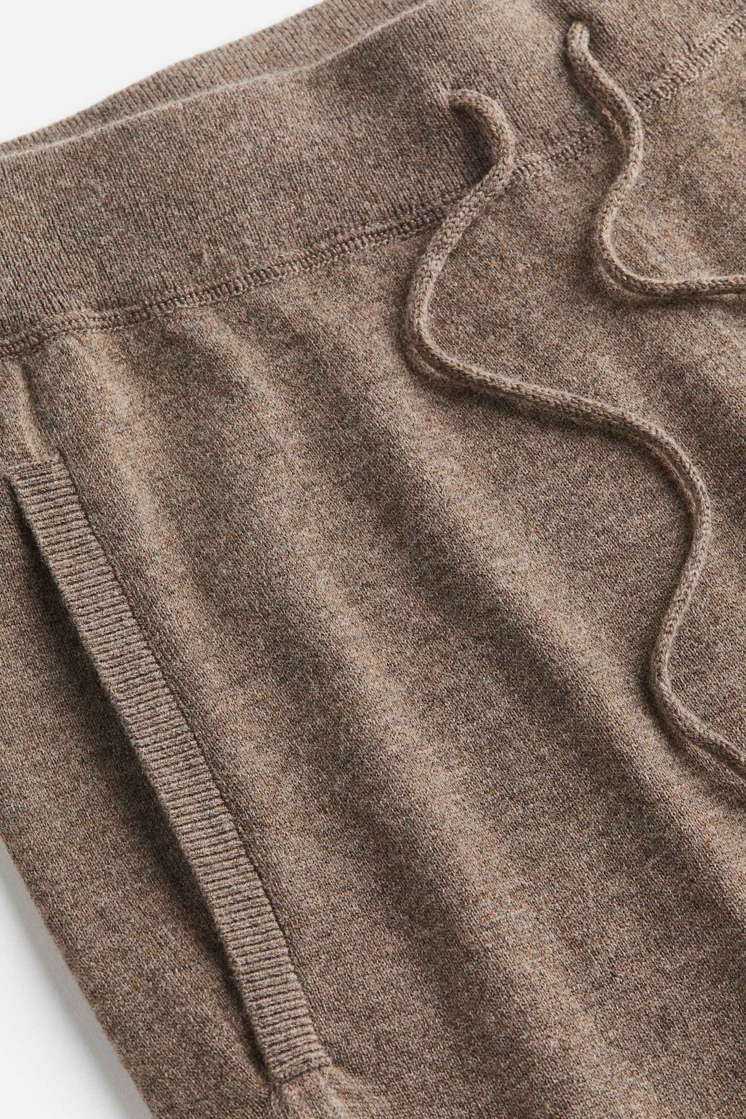 Regular Fit Wool-blend fine-knit joggers - Dark beige - 2