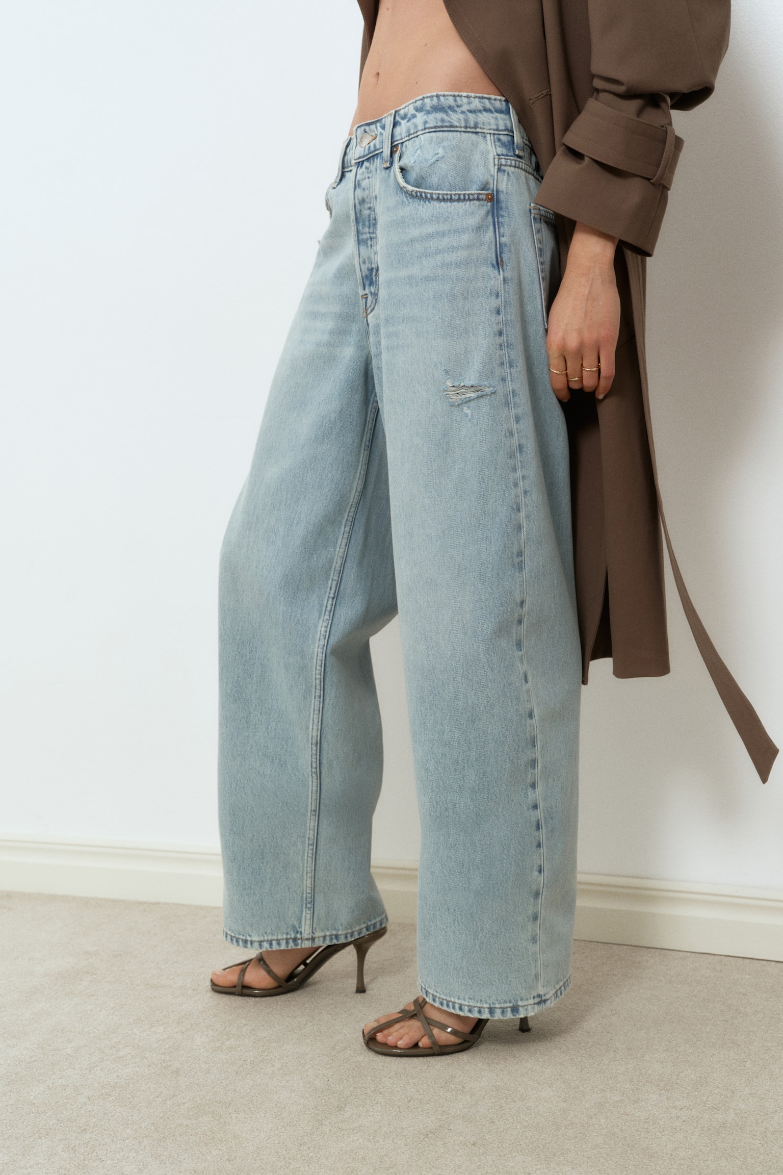 Barrel Regular Waist Ankle Jeans - Helles Denimblau/Denimblau - 6