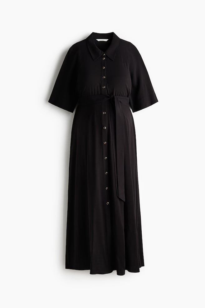 MAMA Before & After Shirt Dress - Black/Light beige/Light beige/leopard print - 1