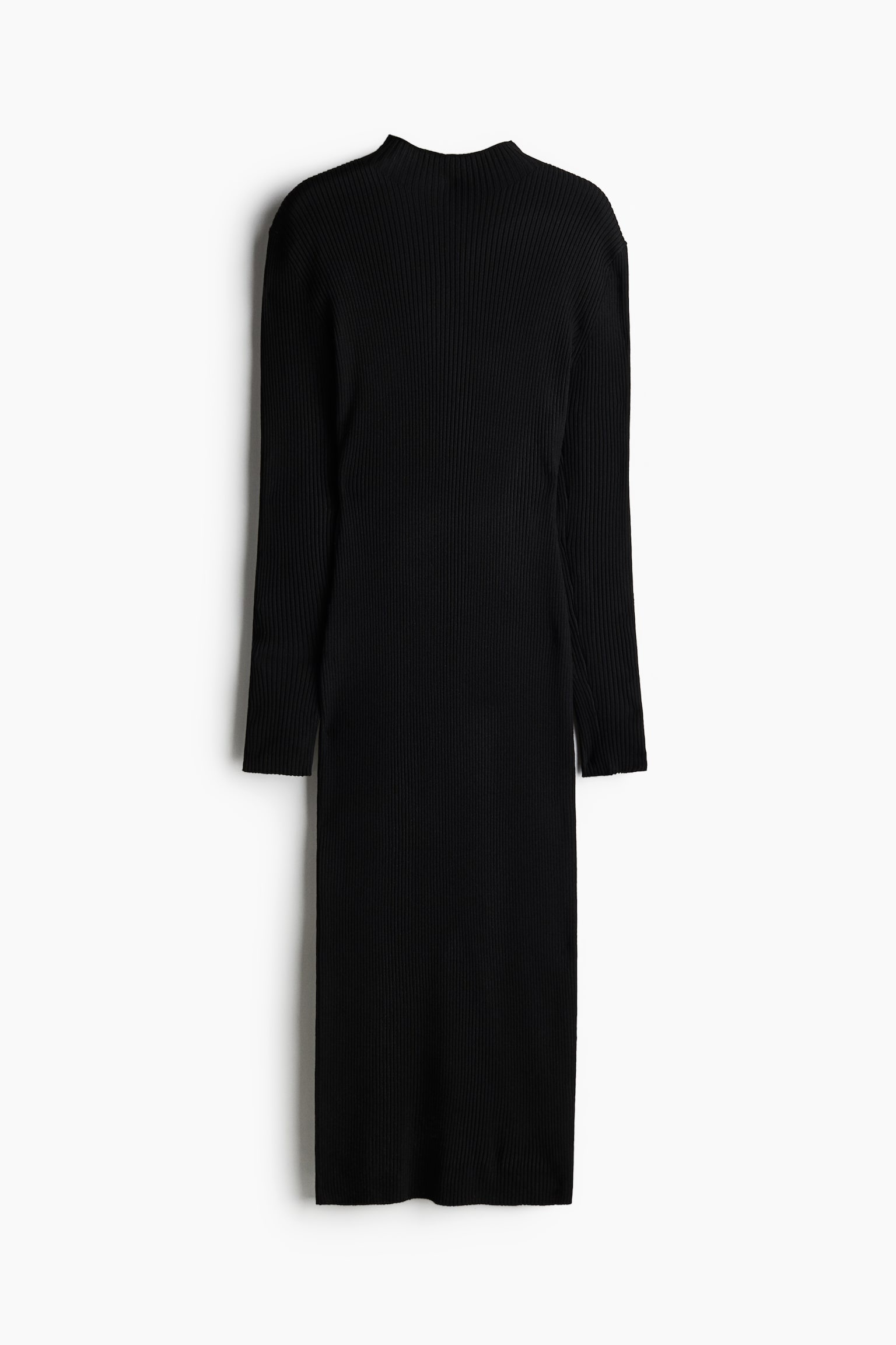 Rib-knit turtleneck dress - Black/Mole - 2