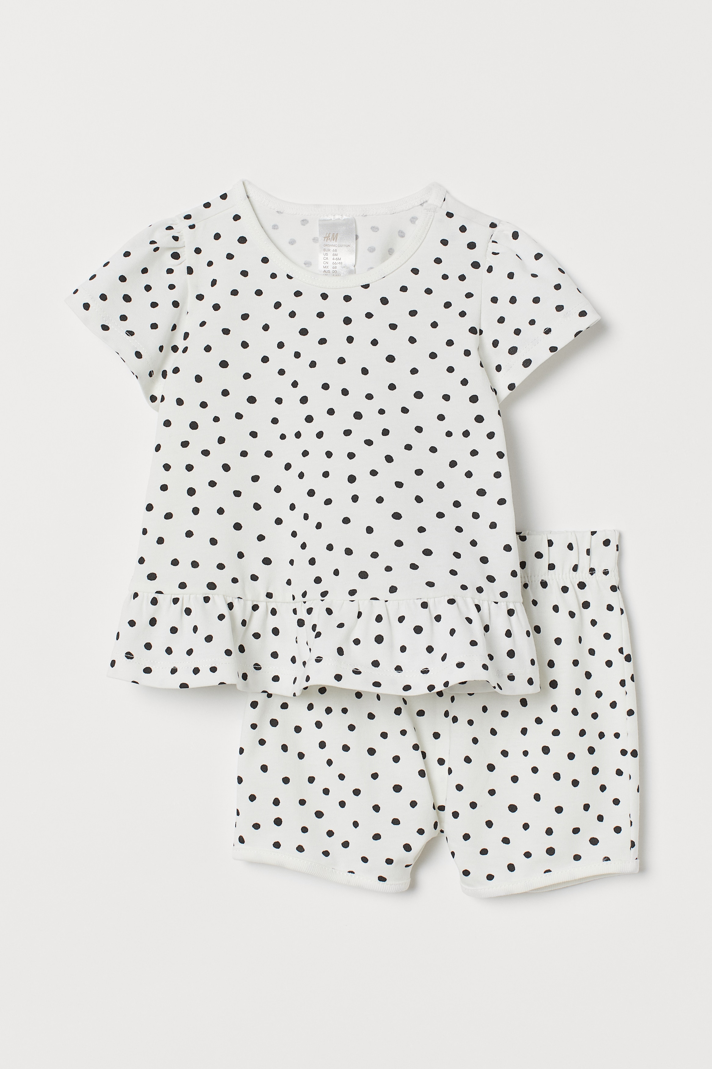 Baby - Hvit/Prikket Mønstret pyjamas - Size: 98 (2-3Y)  - H&M
