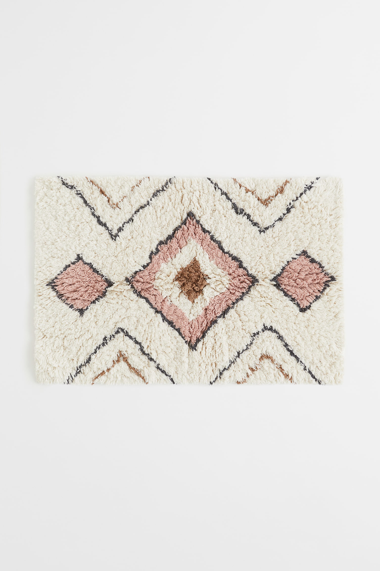 Deep-pile bath mat - Natural white/Patterned - 1