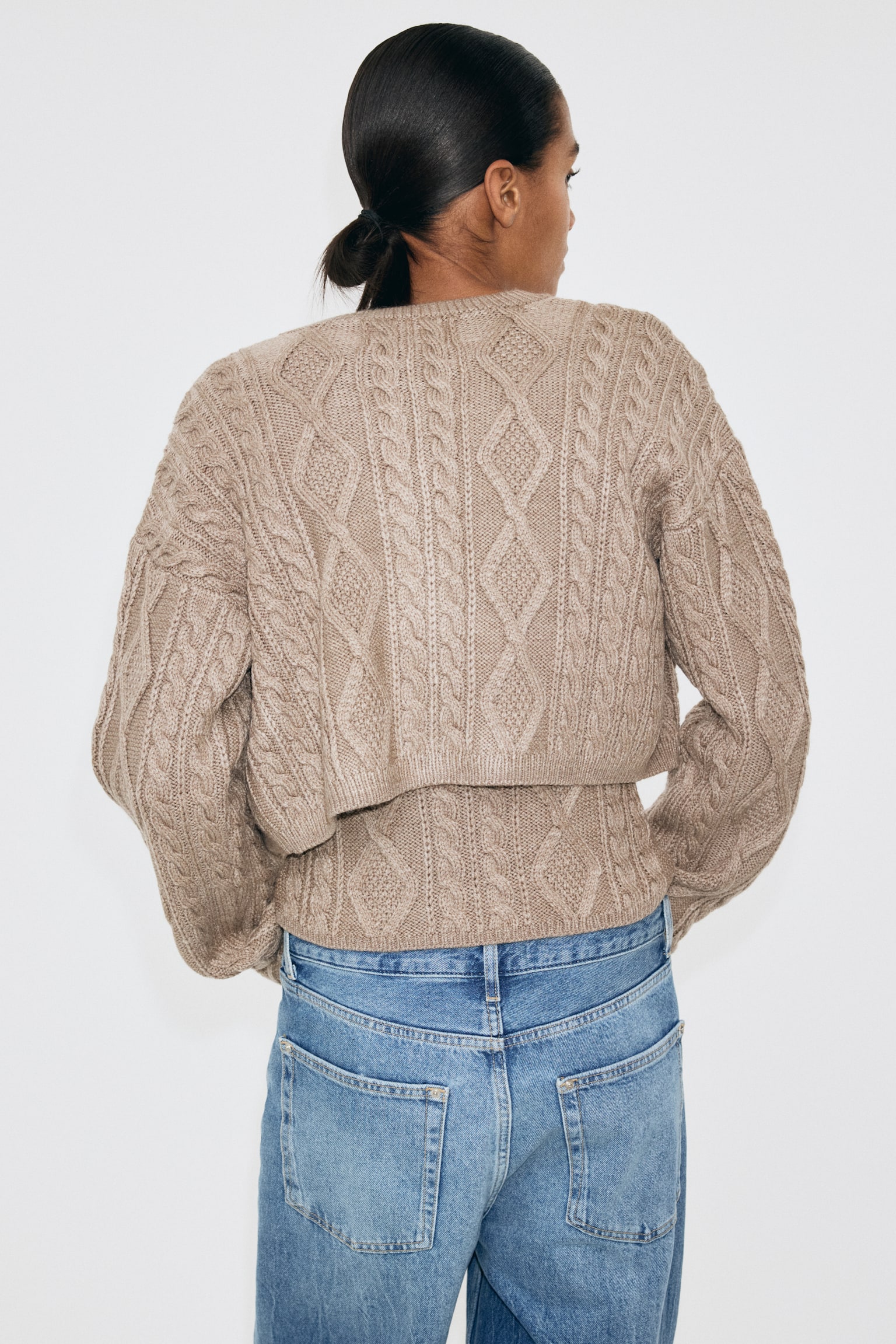 Женский кардиган H&M Cable-Knit, цвет: Серо-коричневый — фото 5