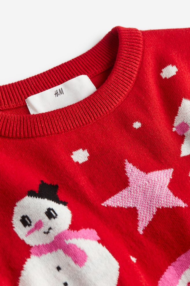 Jacquard-knit jumper - Red/Patterned/Pink/Christmas trees - 5