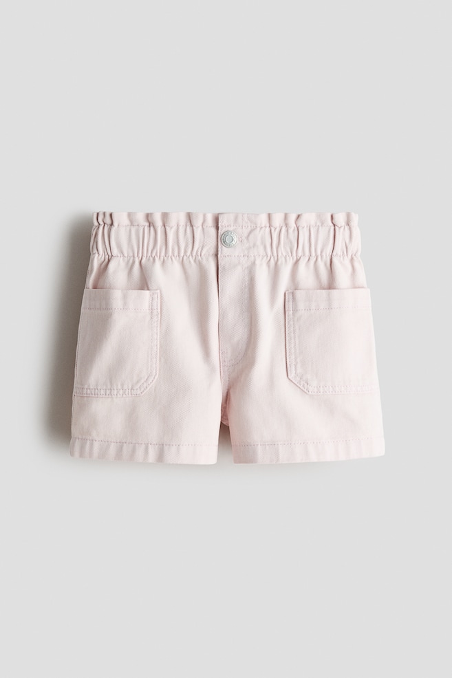 Loose Fit Denim Shorts - Light pink/White/floral/Light pink/Light denim blue/Pale denim green - 1