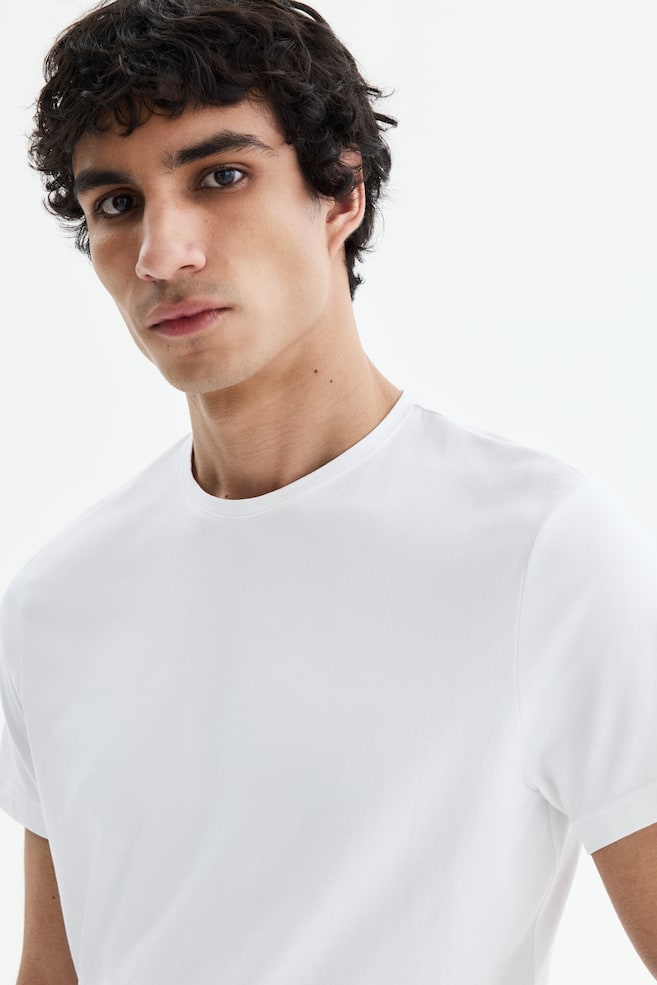 Tricou Slim Fit - Alb/Verde-kaki/Maro-închis/Negru/Alb/dungi negre/Bleumarin/Mov/Verde-pădure - 5