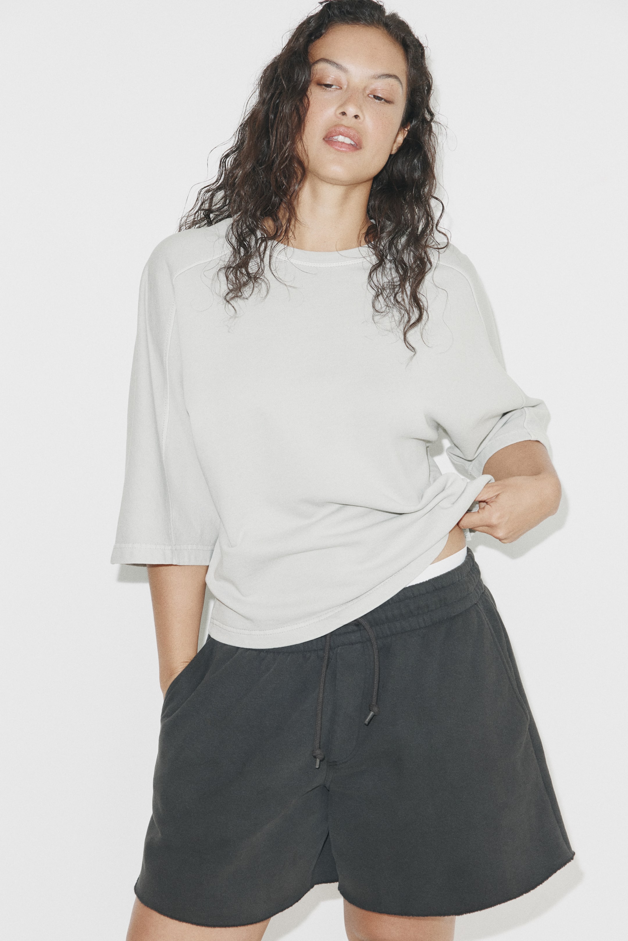Short-Sleeved Cotton Sweatshirt