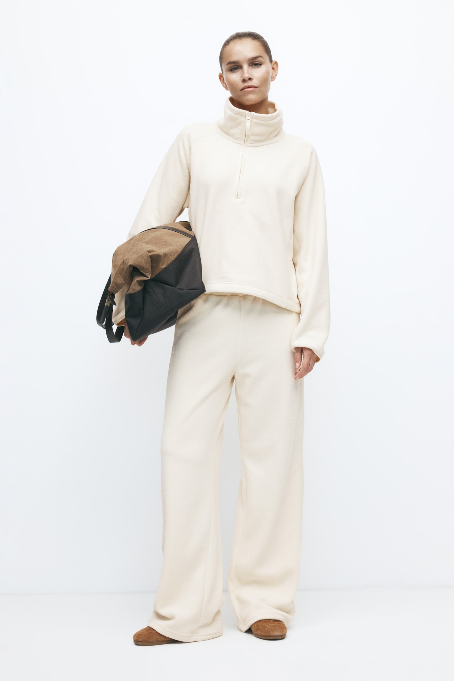 Fleece sports joggers with ThermoMove™ - Vanilla white - 1
